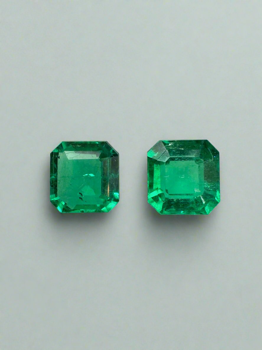 1.46tcw 5.5x5.5 Matching Muzo Green Loose Colombian Emeralds-Asscher Cut