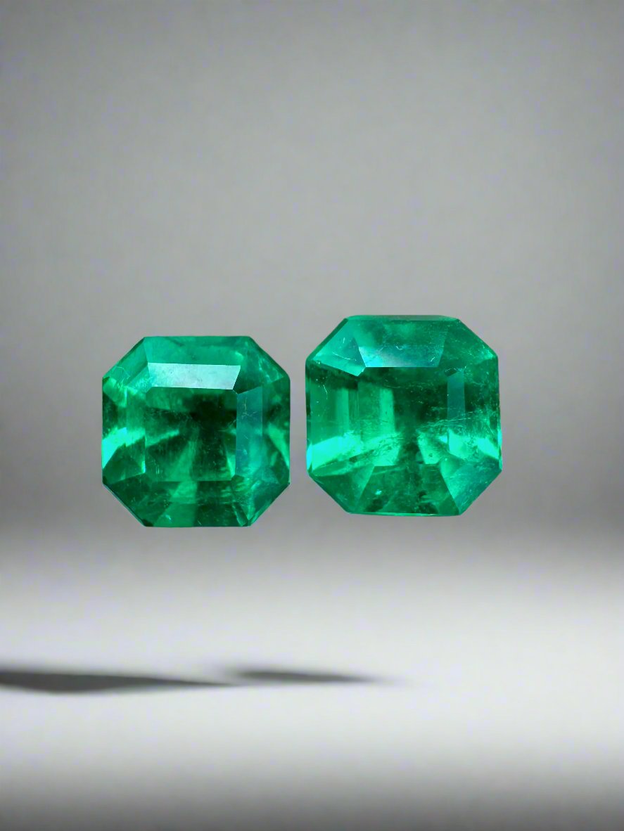 1.48tcw 5.5x5.5 AAA+ Matching Muzo Green Loose Colombian Emeralds-Asscher Cut