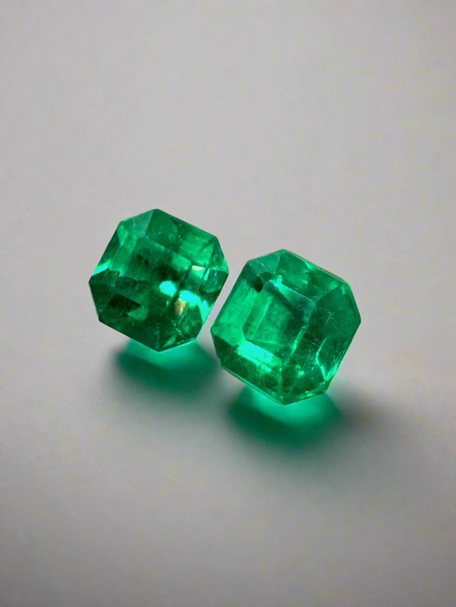 1.48tcw 5.5x5.5 AAA+ Matching Muzo Green Loose Colombian Emeralds-Asscher Cut