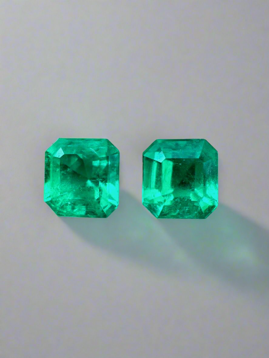 1.63tcw 5.5x5 AAA+ Matching Muzo Green Loose Colombian Emeralds-Asscher Cut