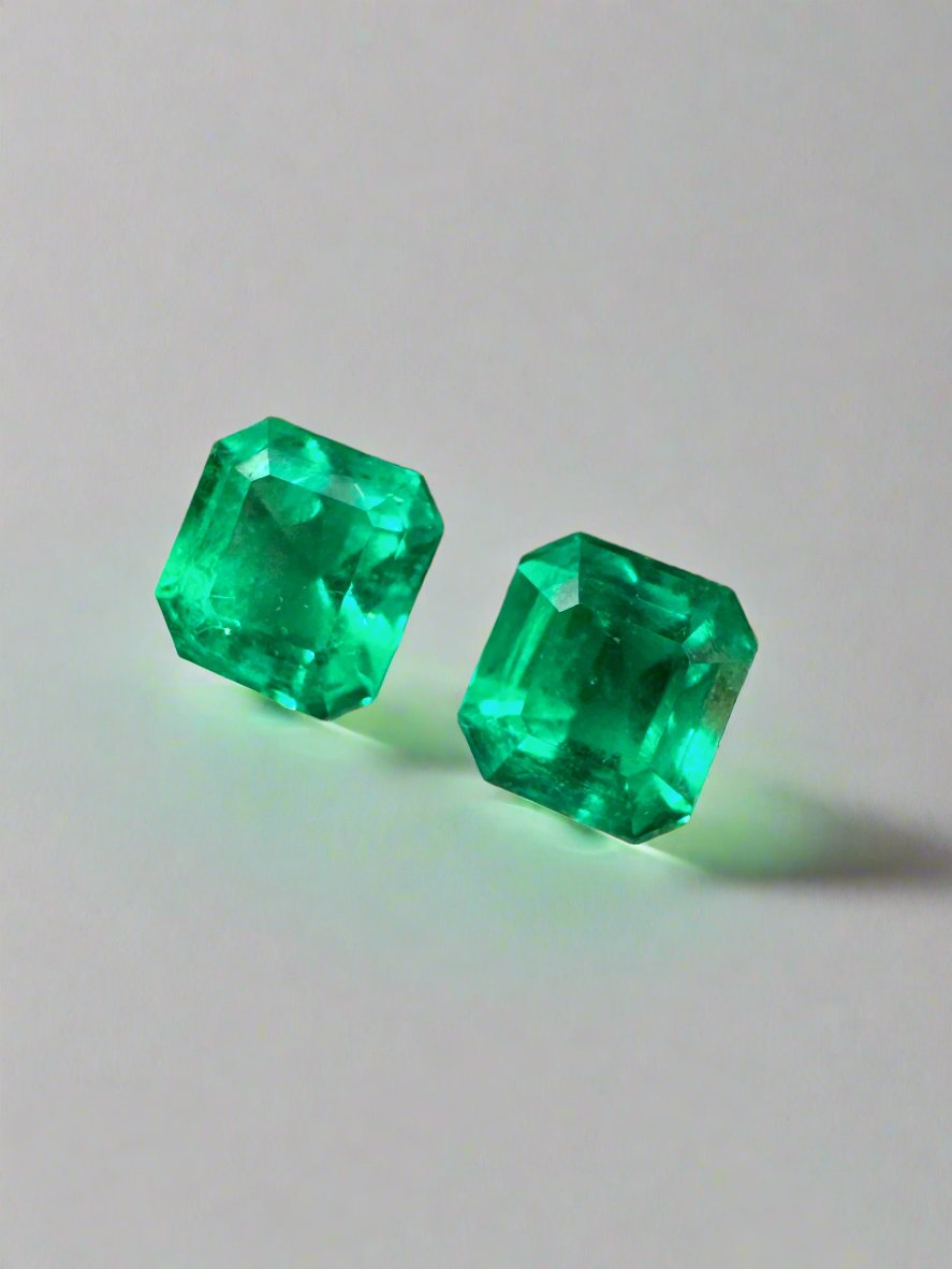 1.63tcw 5.5x5 AAA+ Matching Muzo Green Loose Colombian Emeralds-Asscher Cut