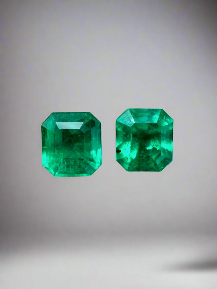 1.79tcw 5.5x5 Freckled Matching Muzo Green Loose Colombian Emeralds-Asscher Cut