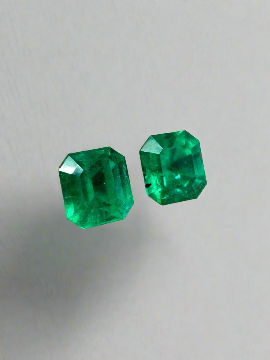 1.79tcw 5.5x5 Freckled Matching Muzo Green Loose Colombian Emeralds-Asscher Cut