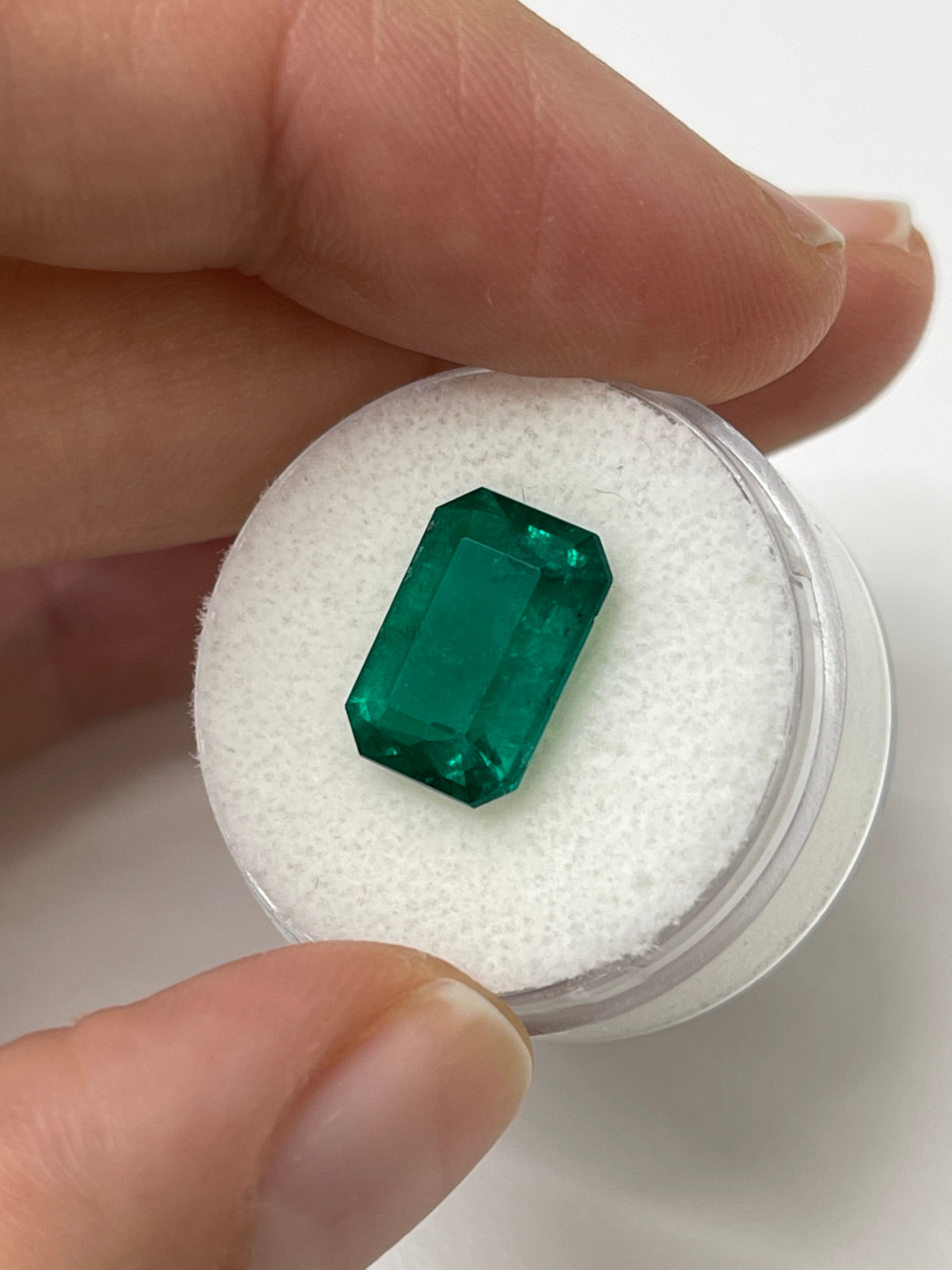 4.26 Carat 13x9 AAA+ Intense Pure Muzo Green Natural Loose- Emerald Cut - JR Colombian Emeralds