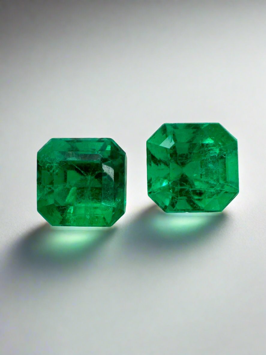 1.98tcw 5.7x5.6 AAA+ Matching Muzo Green Loose Colombian Emeralds-Asscher Cut