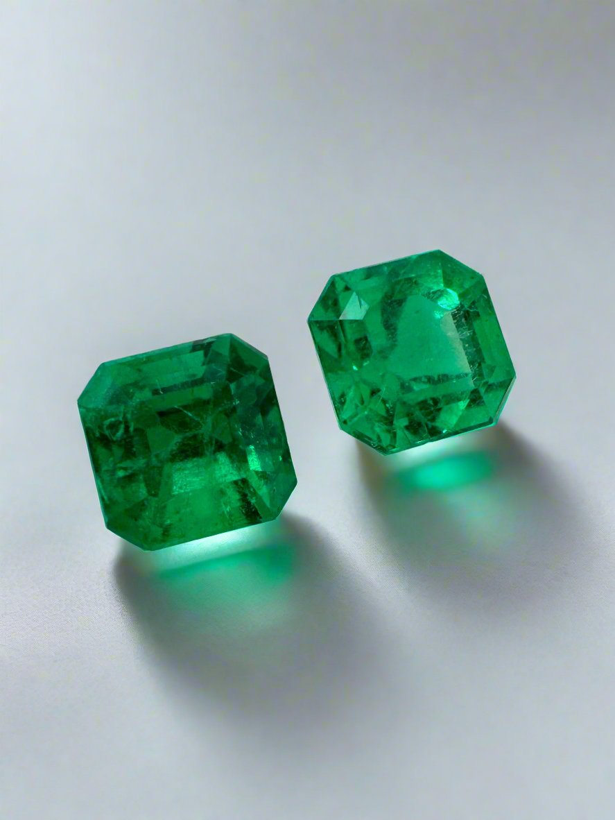 1.98tcw 5.7x5.6 AAA+ Matching Muzo Green Loose Colombian Emeralds-Asscher Cut