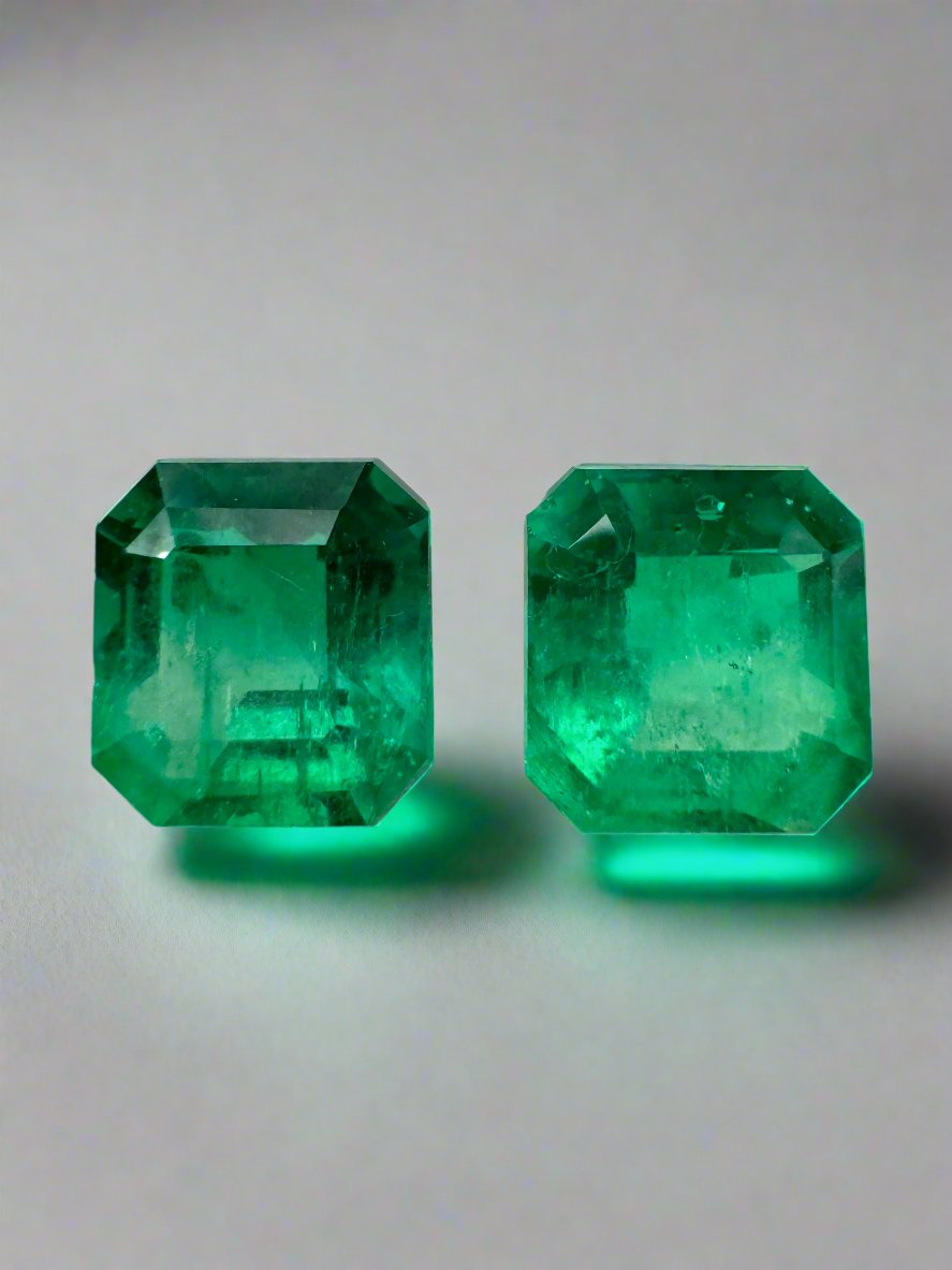 1.98tcw 6.2x5.7 Matching Muzo Green Loose Colombian Emeralds-Asscher Cut