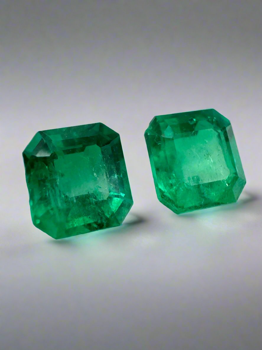 1.98tcw 6.2x5.7 Matching Muzo Green Loose Colombian Emeralds-Asscher Cut