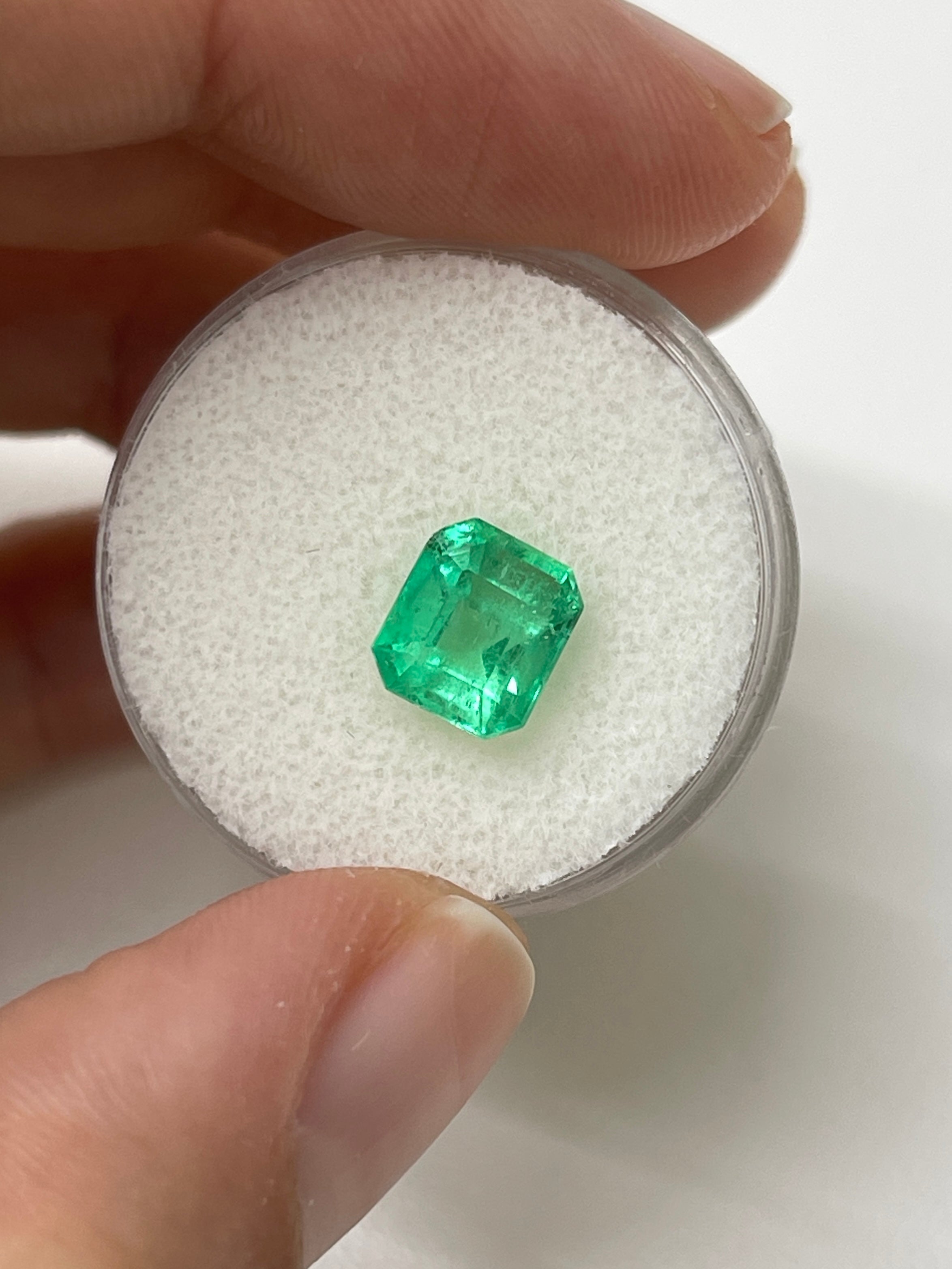 2.08 Carat Lime Yellowish Emerald Cut Natural Unset Colombian Emerald - JR Colombian Emeralds