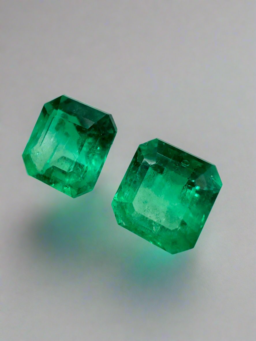 1.98tcw 6.2x5.7 Matching Muzo Green Loose Colombian Emeralds-Asscher Cut