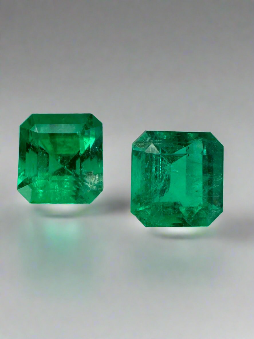 2.05tcw 6.3x5.9 AAA Matching Muzo Green Loose Colombian Emeralds-Asscher Cut