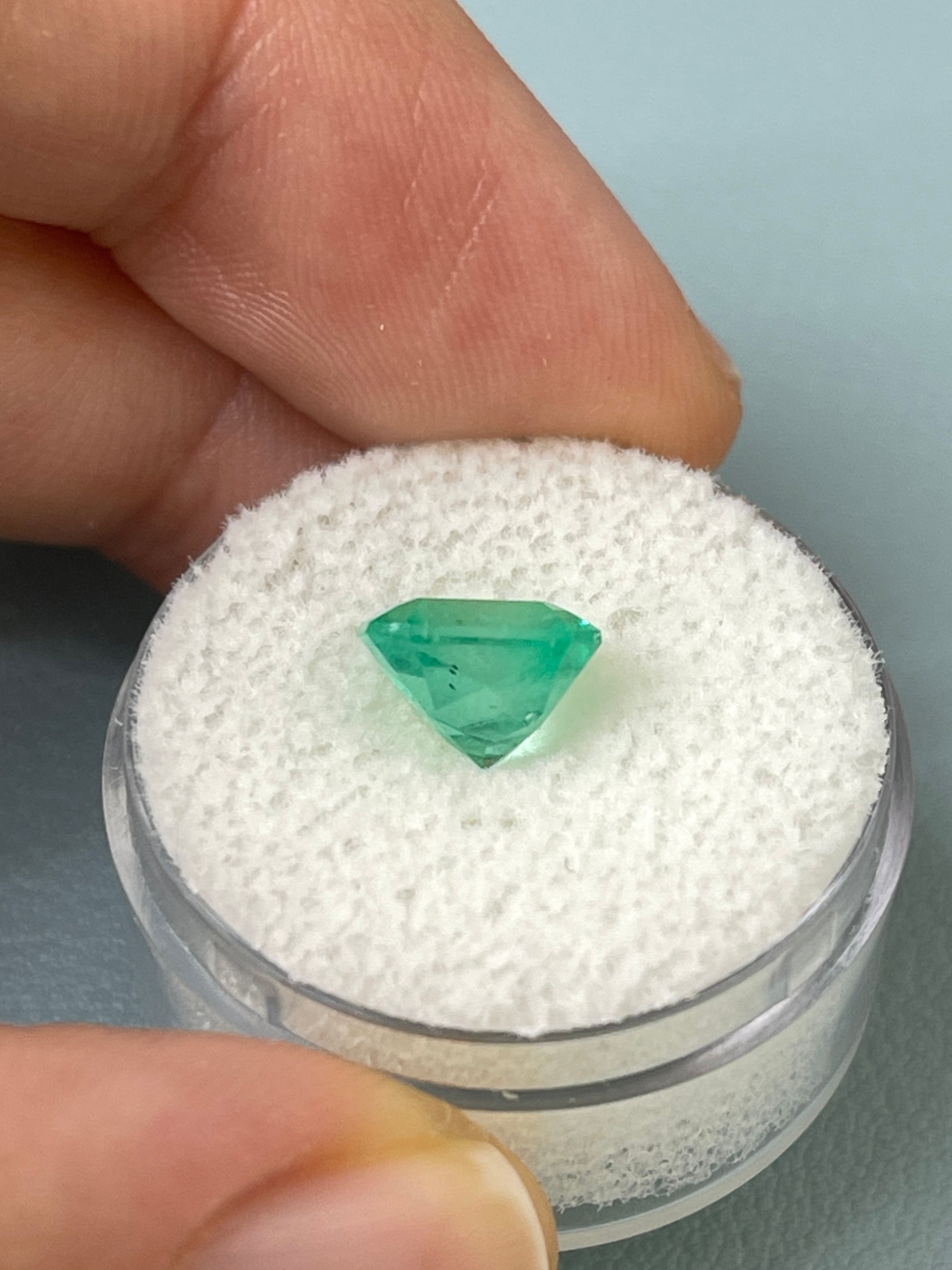 2.76 Carat 9x8 Bluish Green Natural Loose Colombian Emerald- Asscher Cut - JR Colombian Emeralds