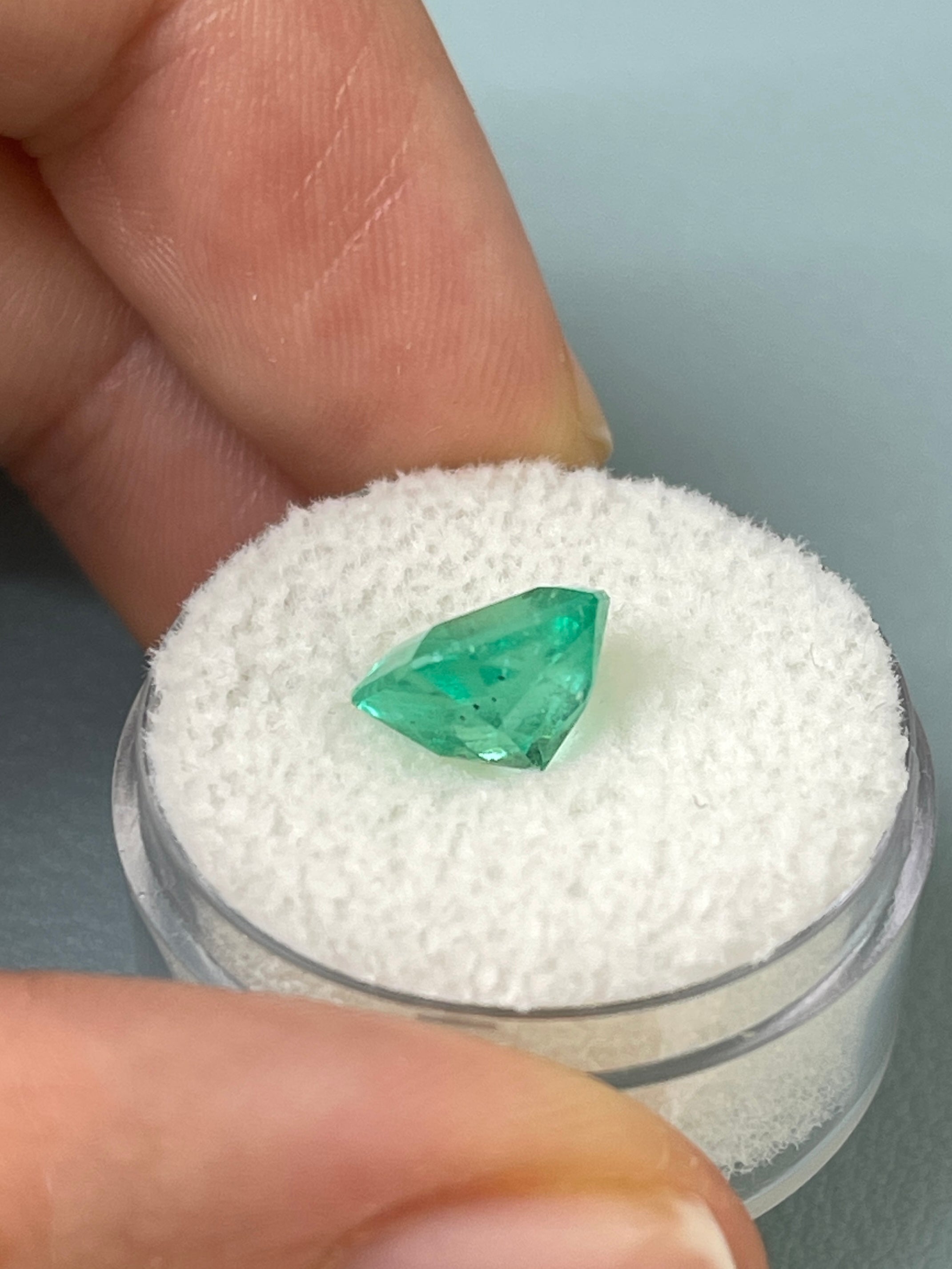 2.76 Carat 9x8 Bluish Green Natural Loose Colombian Emerald- Asscher Cut - JR Colombian Emeralds