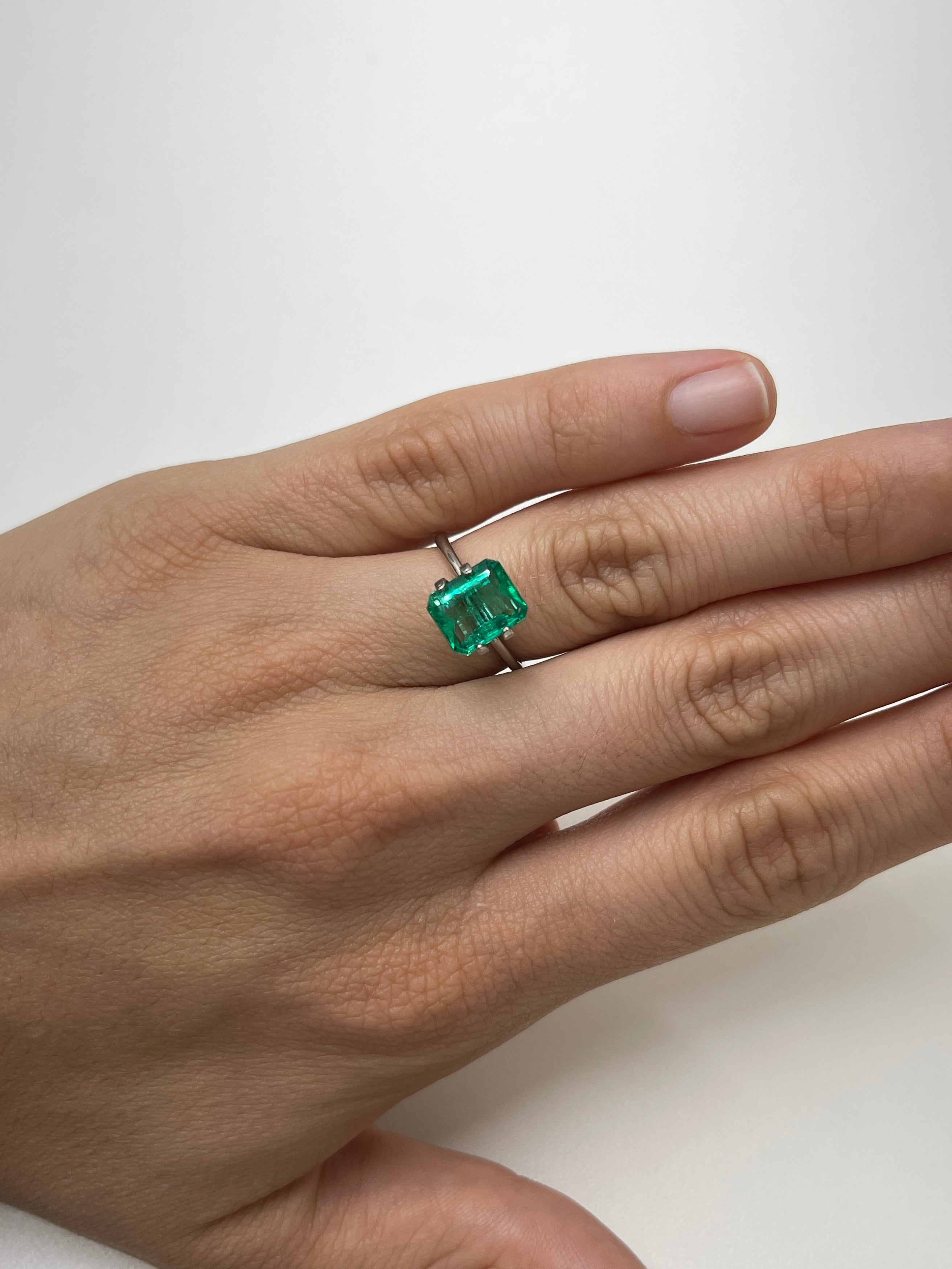 2.85 Carat 9.4x8 Crystalline Green Natural Loose Colombian Emerald- Emerald Cut - JR Colombian Emeralds