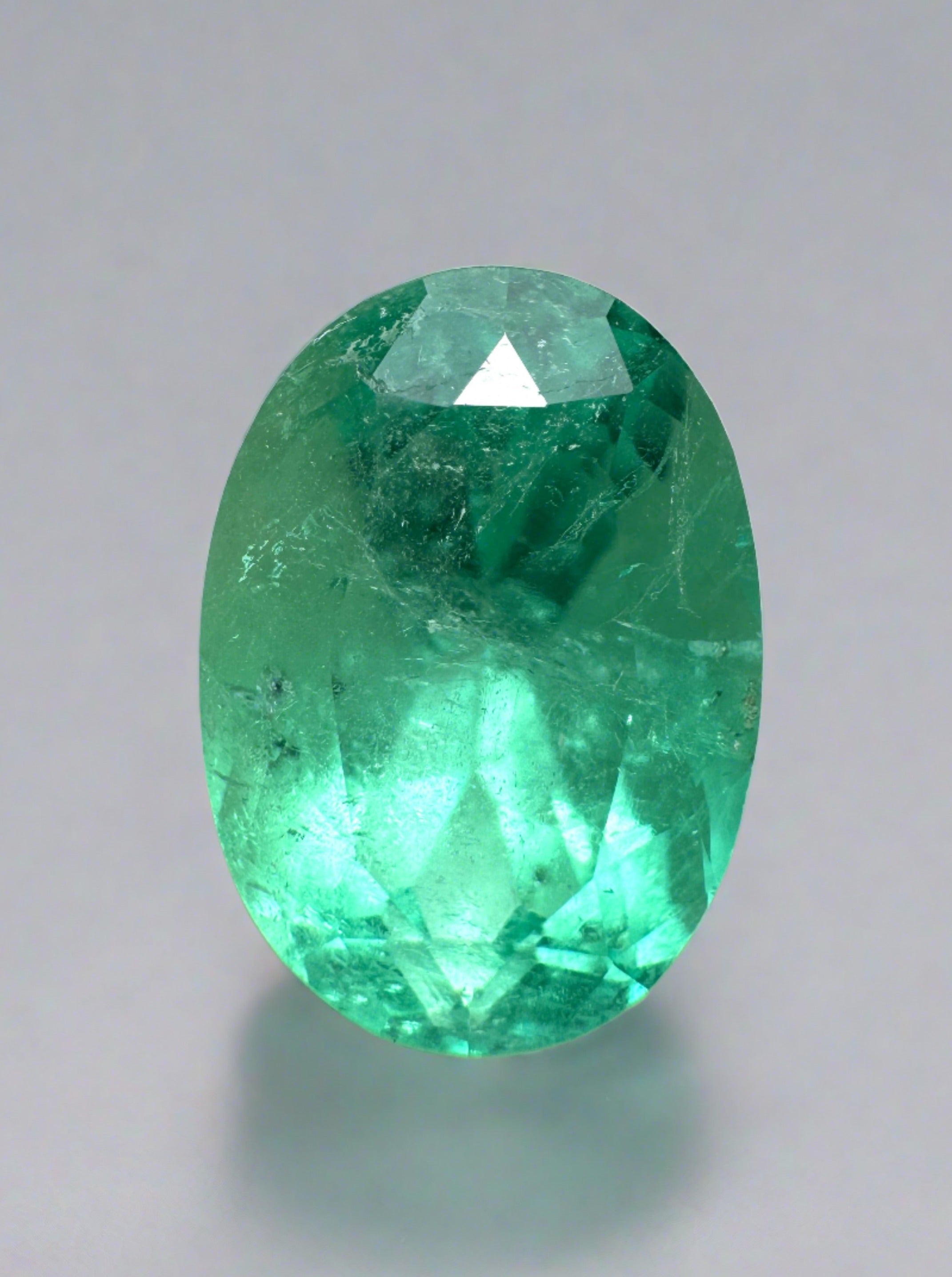 3.55 Carat Light Bluish Green Loose Colombian Emerald-Oval Cut - JR Colombian Emeralds