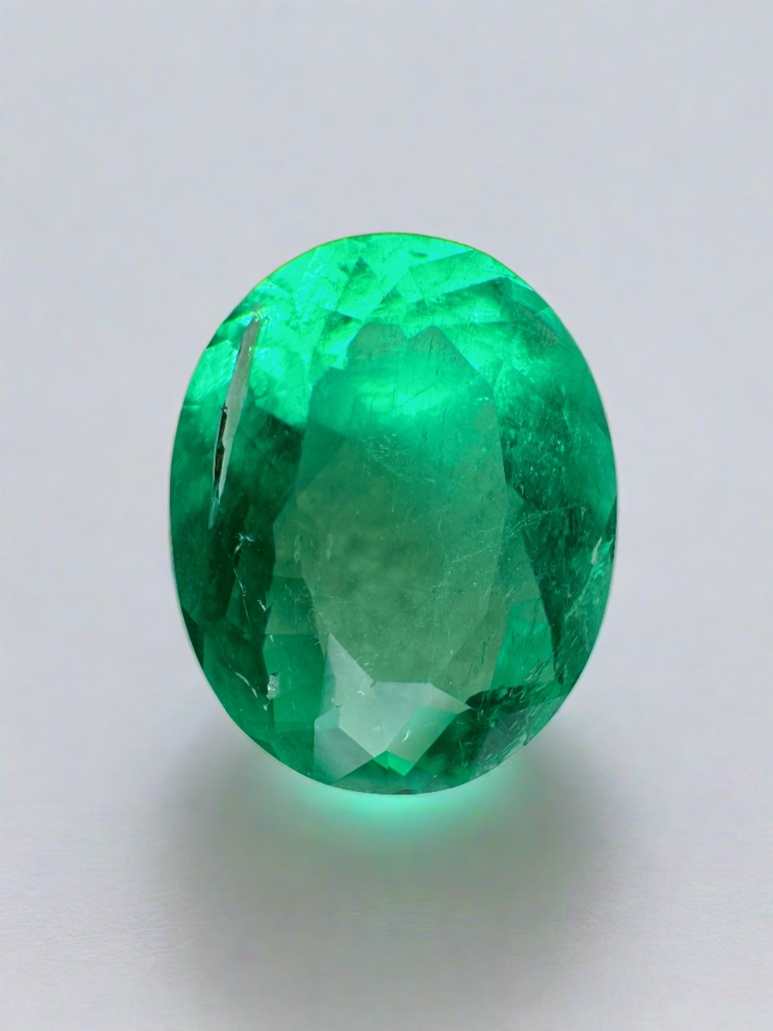 3.57 Carat 12x10 Vibrant Yellowish Green Natural Loose Colombian Emerald-Oval Cut - JR Colombian Emeralds