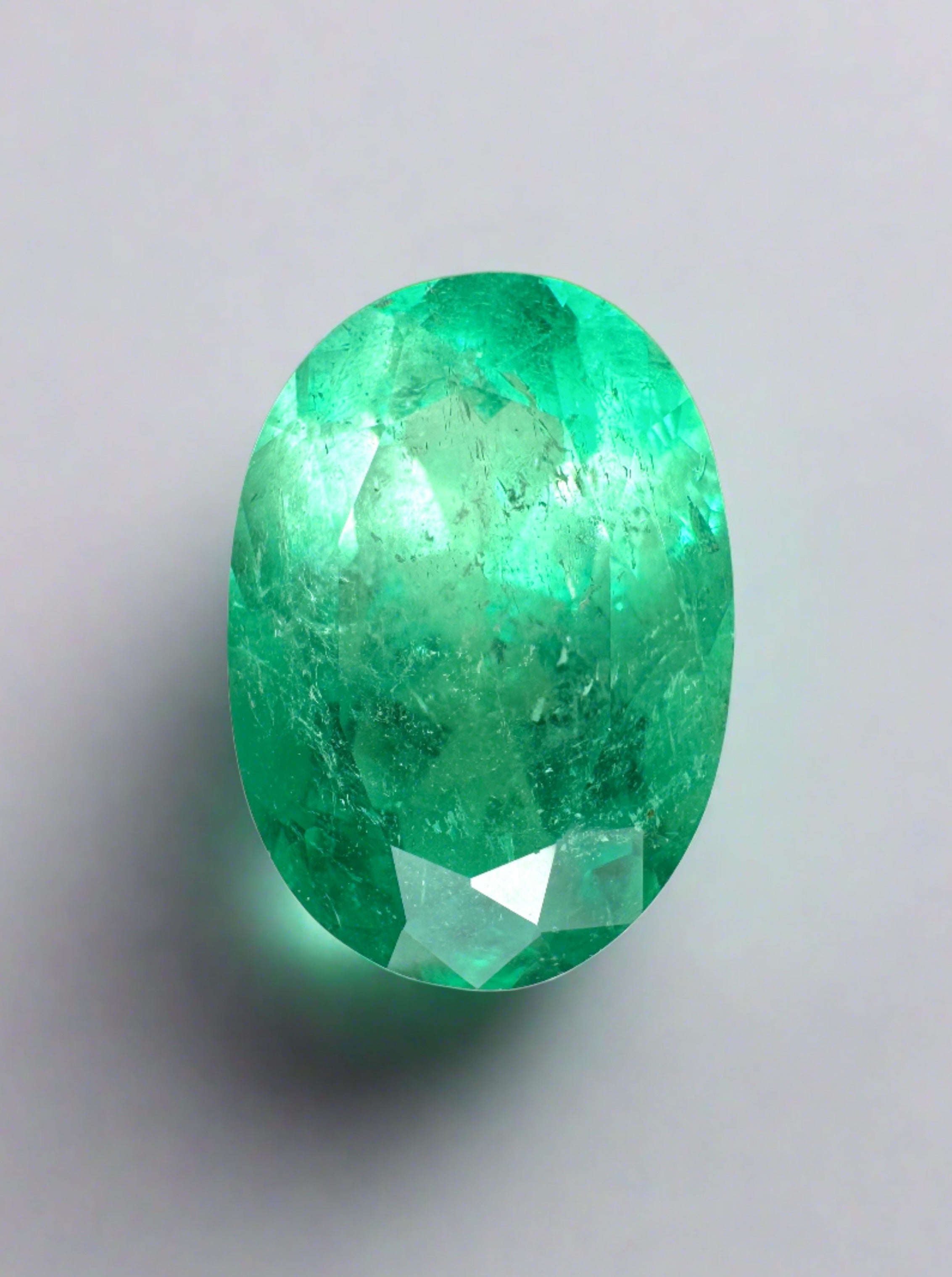 3.56 Carat Bi-Color Green Natural Loose Colombian Emerald-Oval Cut - JR Colombian Emeralds