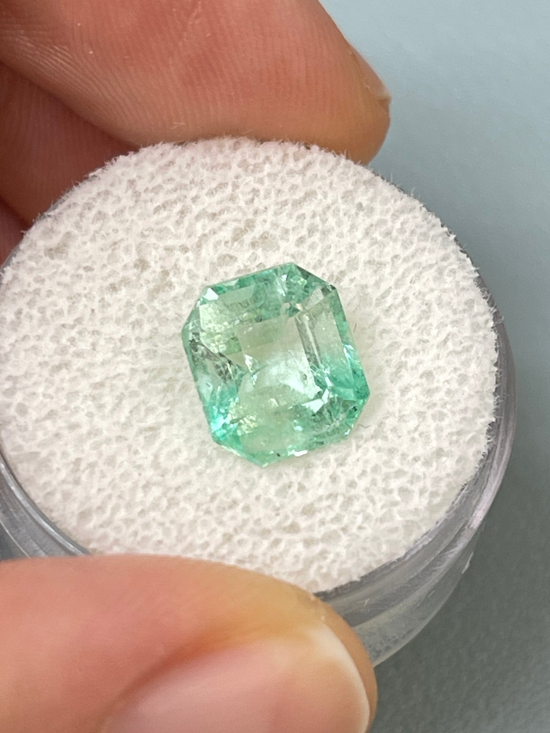 4.04 Carat Pastel Green Natural Loose Colombian Emerald-Chunky Emerald Cut - JR Colombian Emeralds