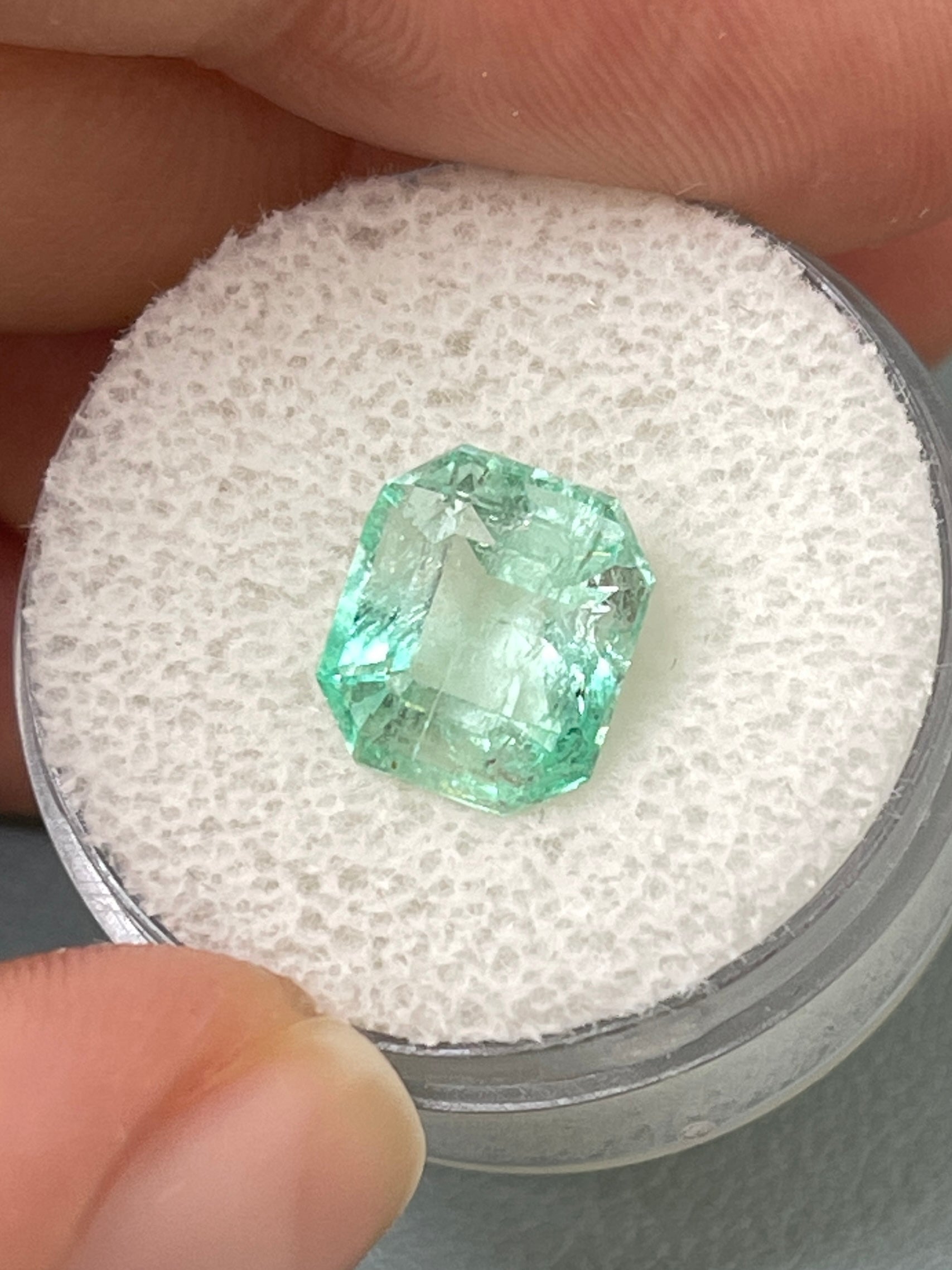 4.04 Carat Pastel Green Natural Loose Colombian Emerald-Chunky Emerald Cut - JR Colombian Emeralds