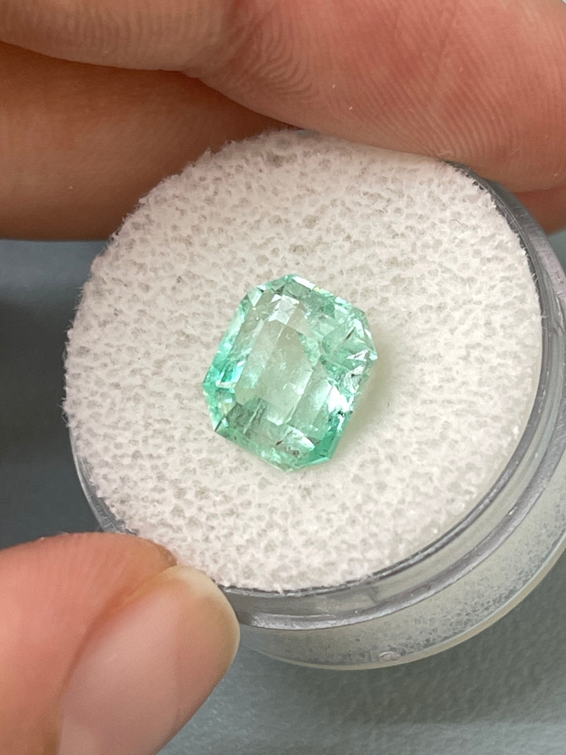 4.04 Carat Pastel Green Natural Loose Colombian Emerald-Chunky Emerald Cut - JR Colombian Emeralds