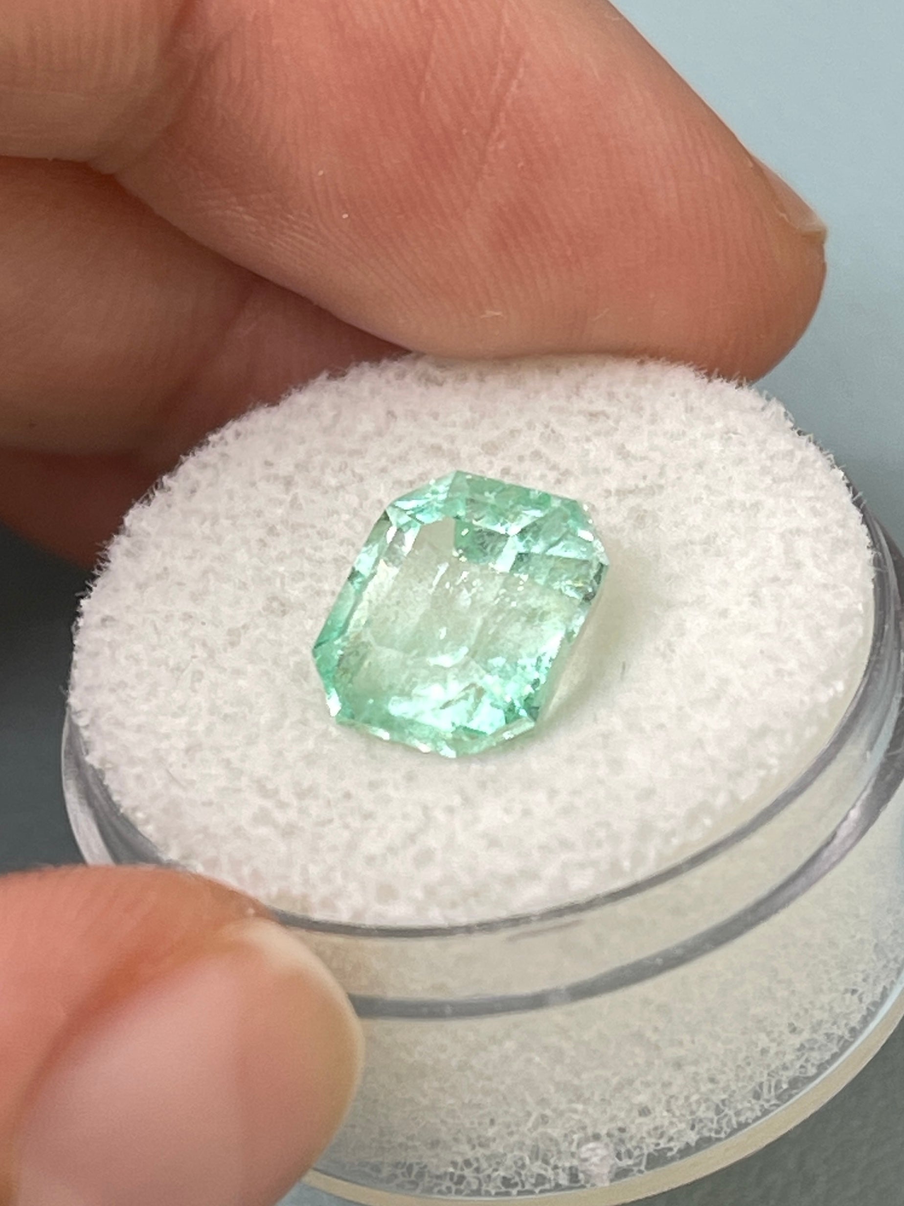 4.04 Carat Pastel Green Natural Loose Colombian Emerald-Chunky Emerald Cut - JR Colombian Emeralds