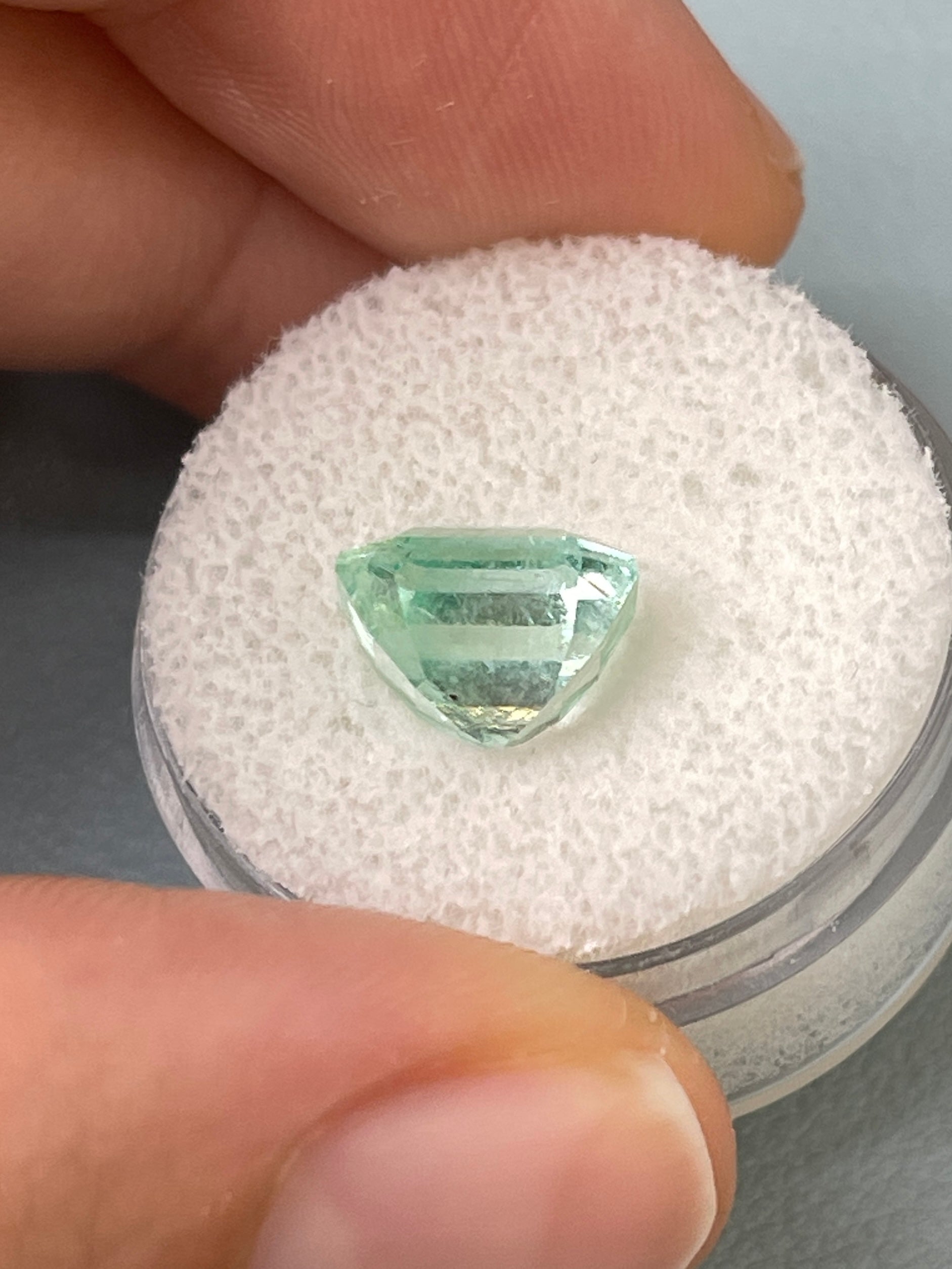 4.04 Carat Pastel Green Natural Loose Colombian Emerald-Chunky Emerald Cut - JR Colombian Emeralds