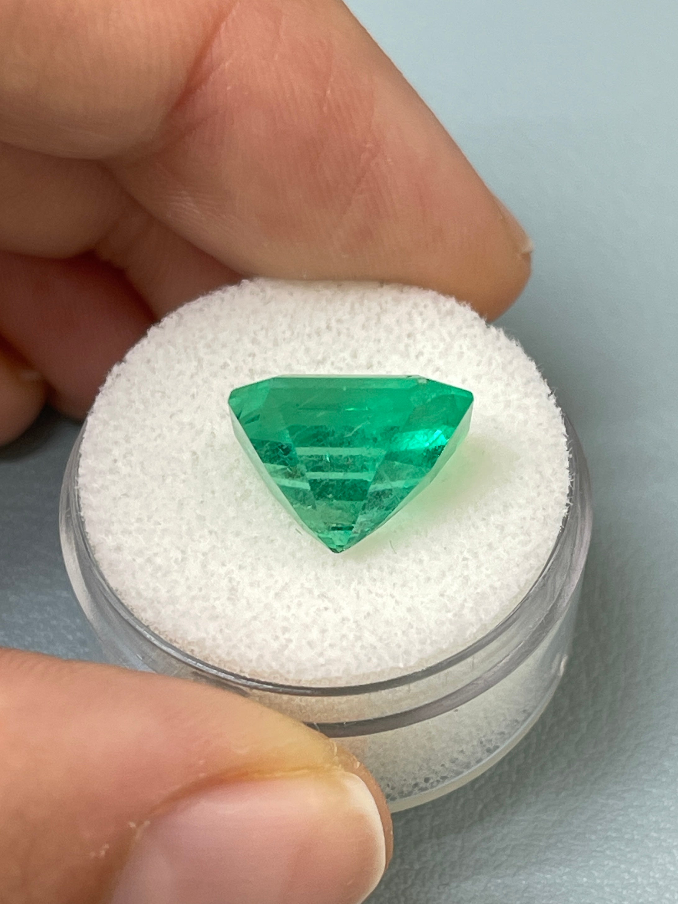 7.92 Carat 13x11.5 Chunky Emerald Cut Loose Colombian Emerald-Emerald Cut - JR Colombian Emeralds