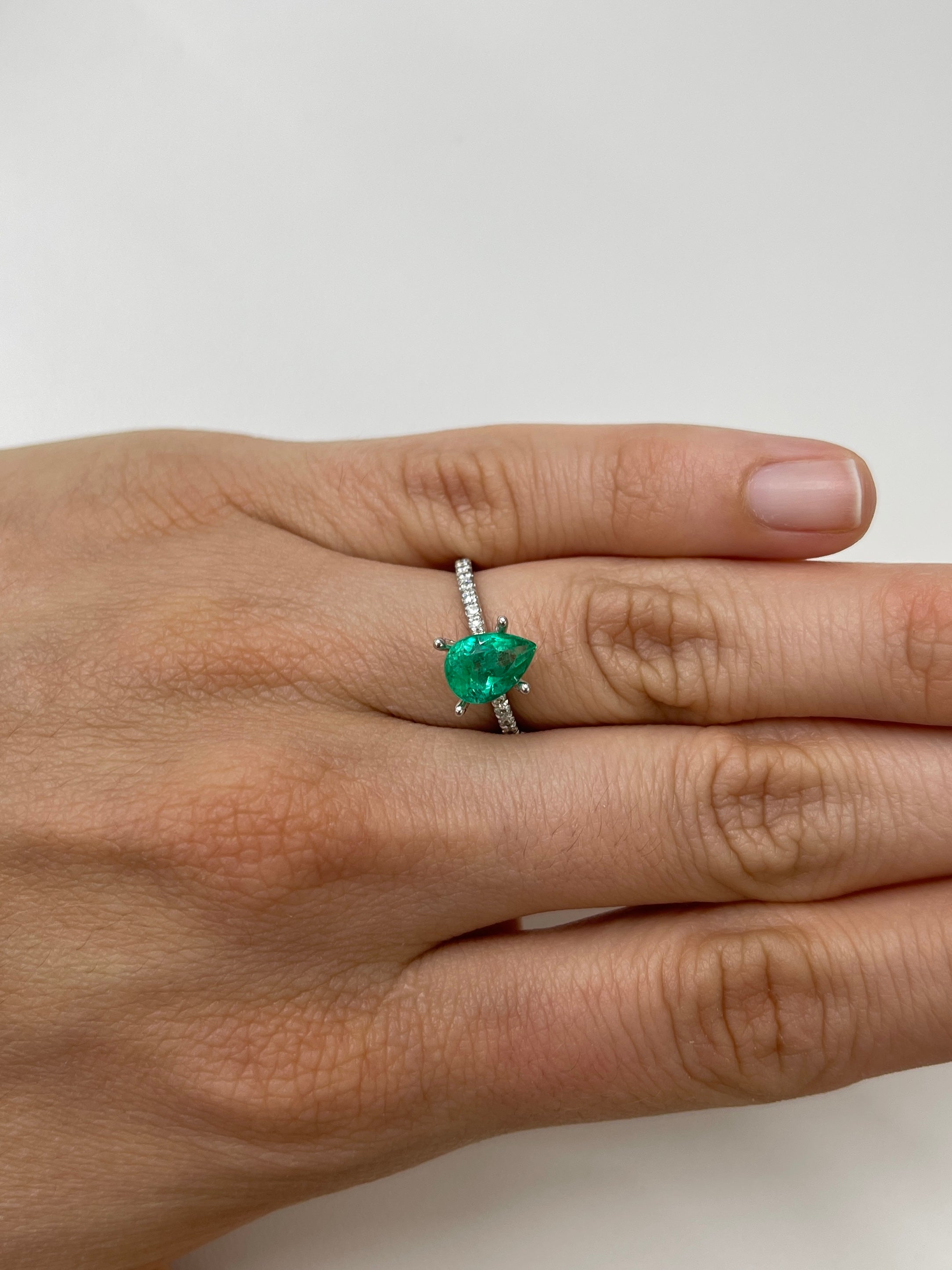 1.65 carat Vivid Blue Green Natural Loose Colombian Emerald-Pear Cut - JR Colombian Emeralds