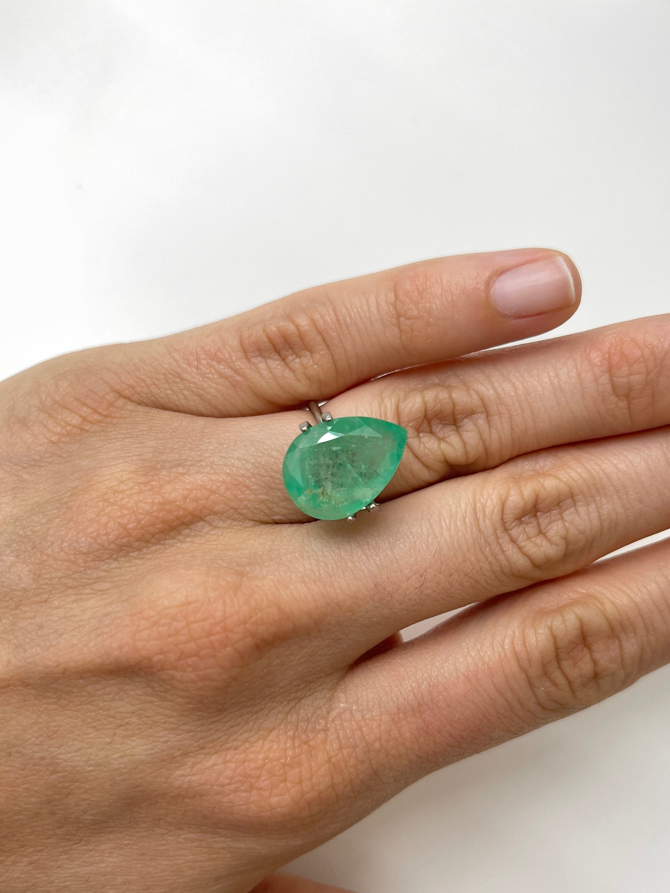 10.45 carat 18x13 Earthy Green Natural Loose Colombian Emerald-Pear Cut - JR Colombian Emeralds