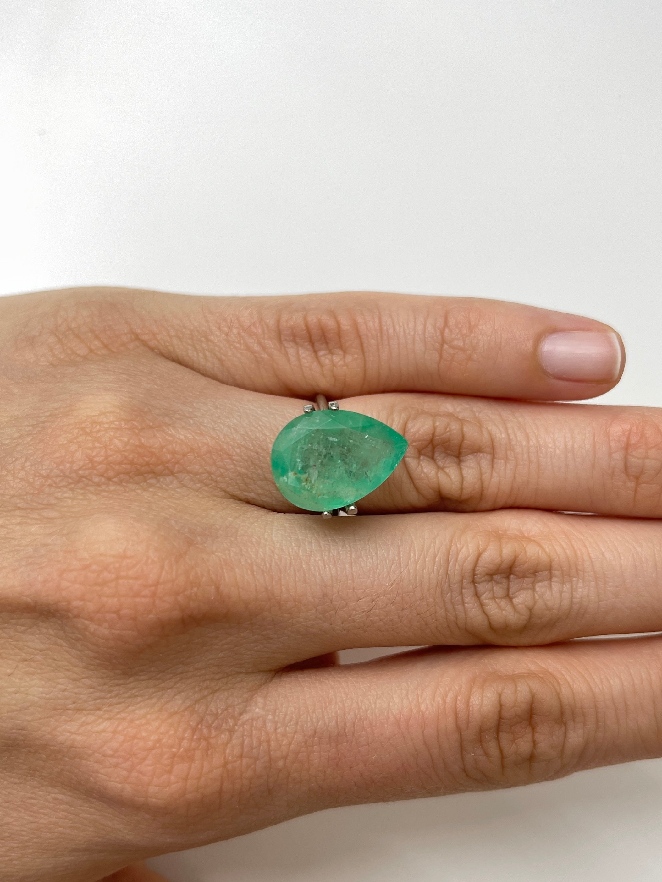 10.45 carat 18x13 Earthy Green Natural Loose Colombian Emerald-Pear Cut - JR Colombian Emeralds