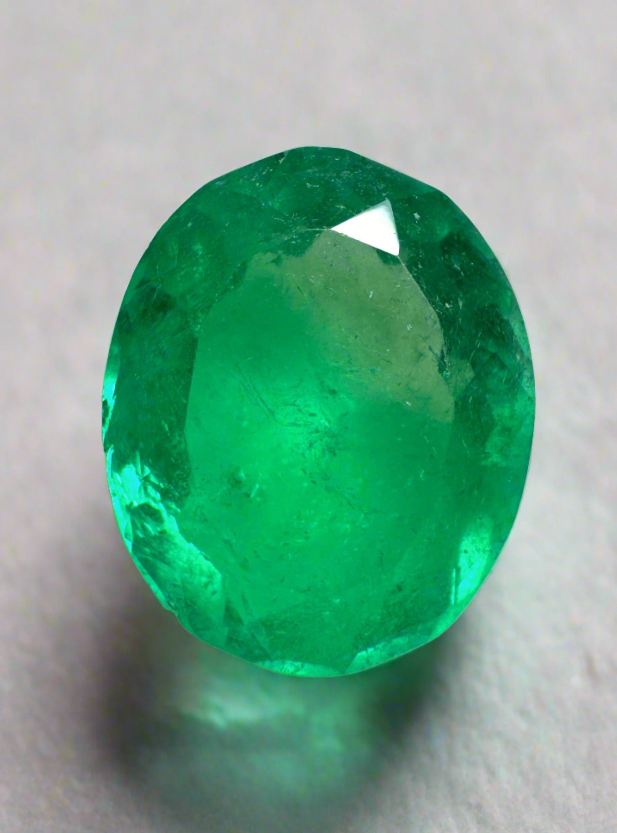 3.70 Carat 12x10 Vibrant Electric Green Natural Loose Colombian Emerald-Oval Cut - JR Colombian Emeralds