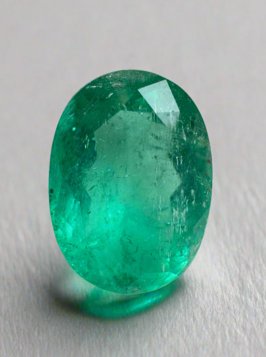 3.85 Carat Deep Bluish Green Natural Loose Colombian Emerald-Oval Cut