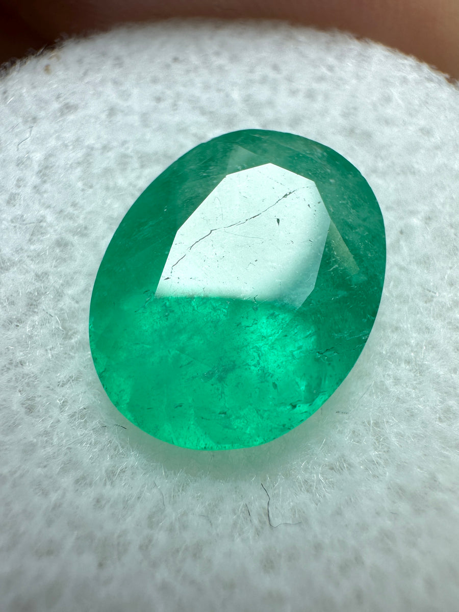 3.86 Carat Deep Emerald Green Natural Loose Colombian Emerald-Oval Cut
