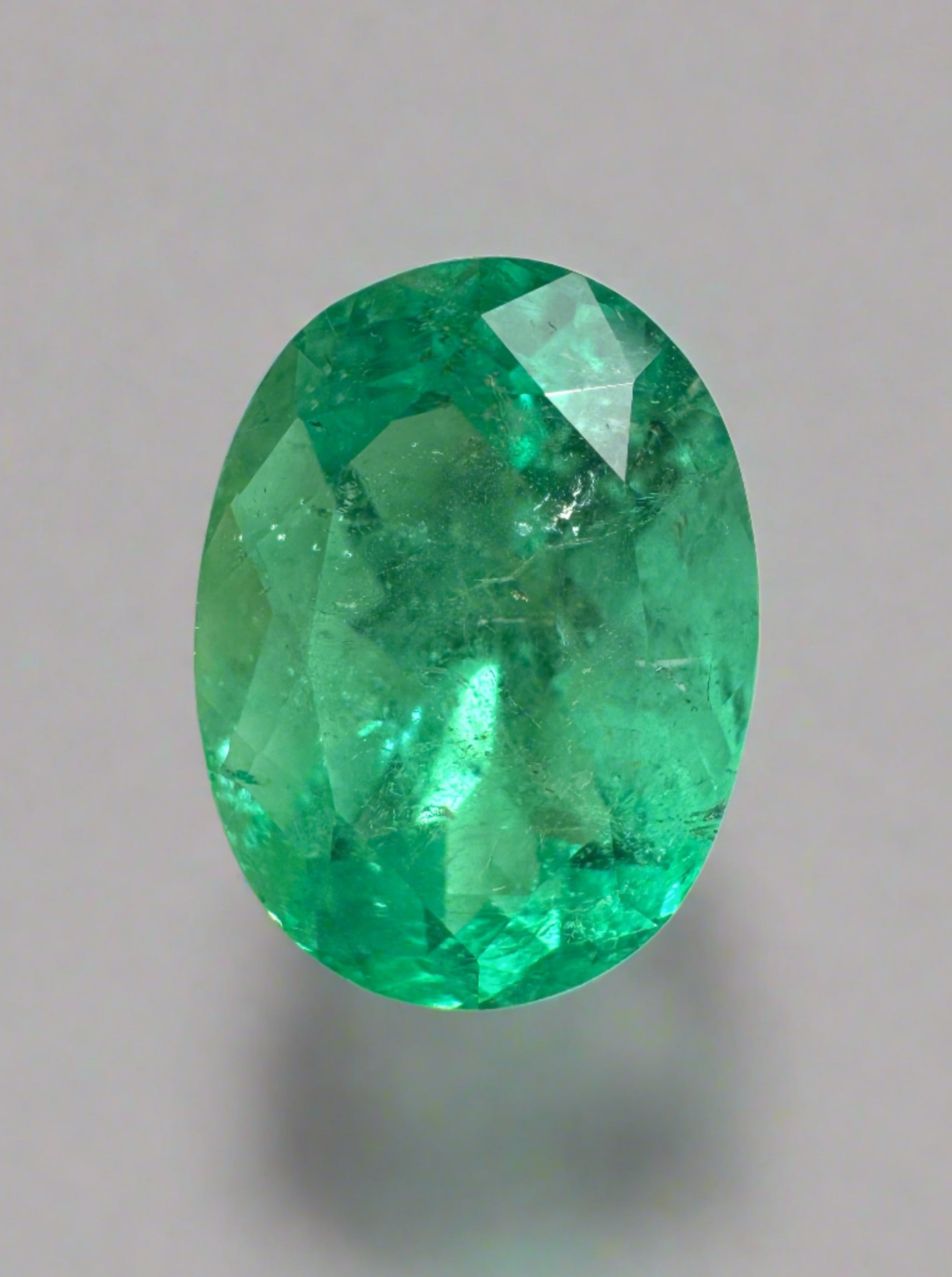 3.86 Carat Vibrant Spring Green Natural Loose Colombian Emerald-Oval Cut - JR Colombian Emeralds