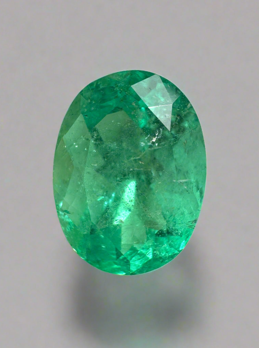 3.86 Carat Vibrant Spring Green Natural Loose Colombian Emerald-Oval Cut