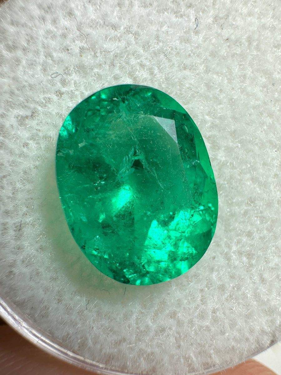 3.97 Carat 11.5x9 Vivacious Muzo Green Natural Loose Colombian Emerald-Oval Cut