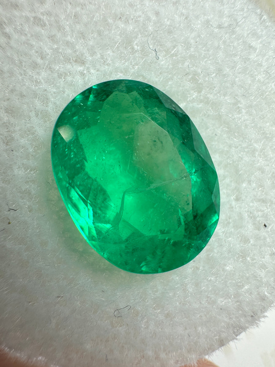 3.98 Carat 12x9 Captivating Green Natural Loose Colombian Emerald-Oval Cut