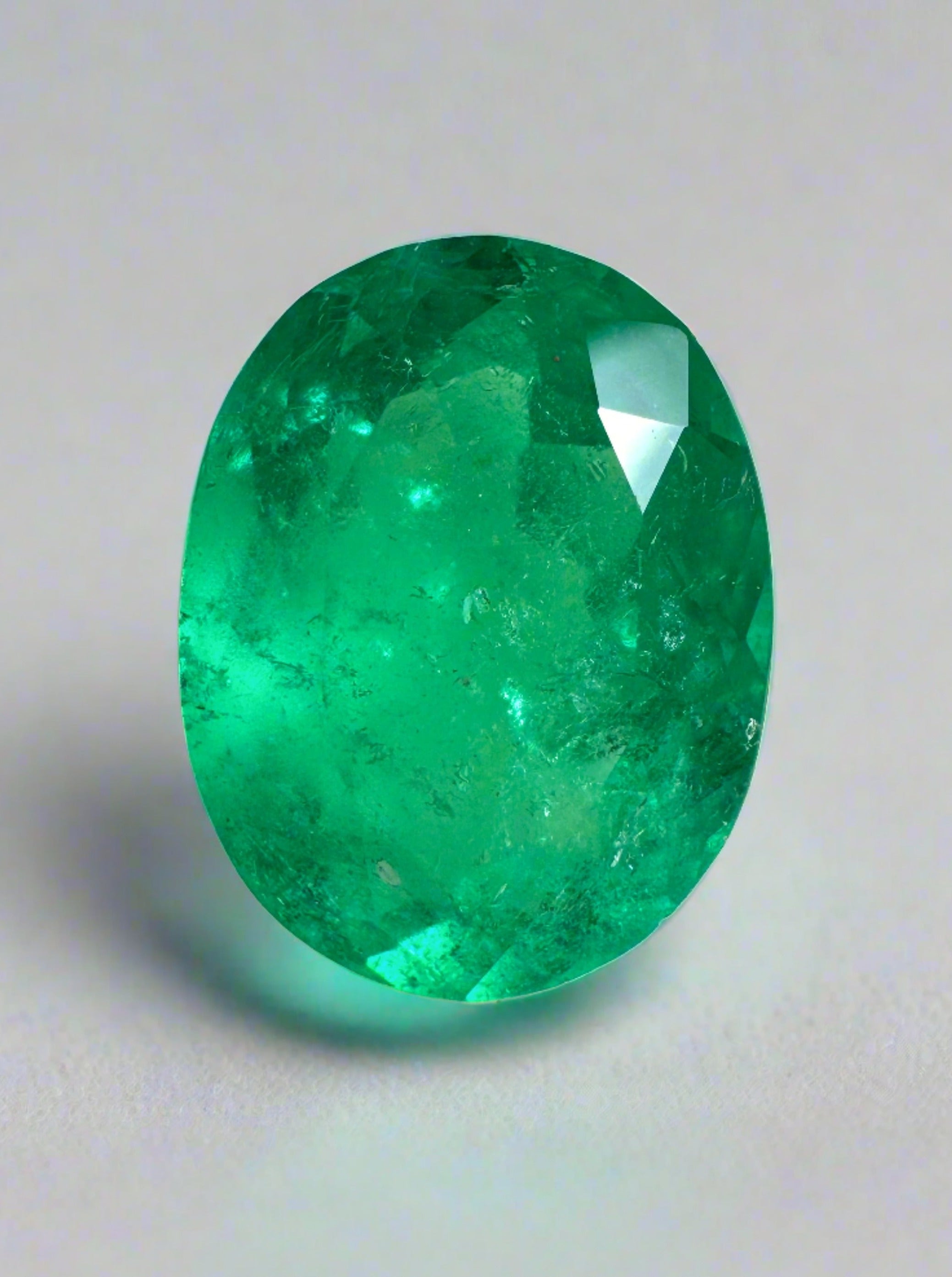 4.04 Carat 12x9 Yellowish Green Natural Loose Colombian Emerald-Oval Cut - JR Colombian Emeralds