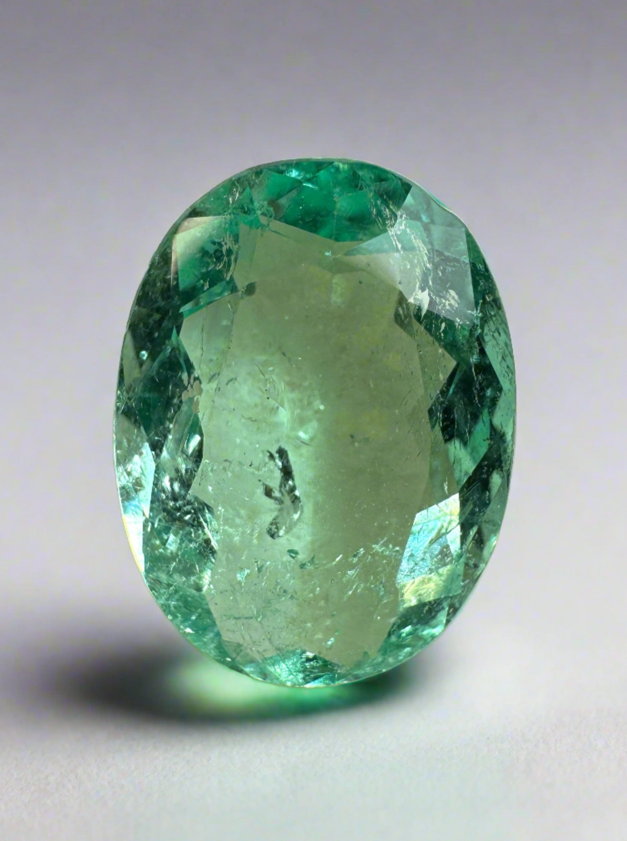 4.32 Carat 13x10 SeaFoam Green Natural Loose Colombian Emerald-Oval Cut - JR Colombian Emeralds