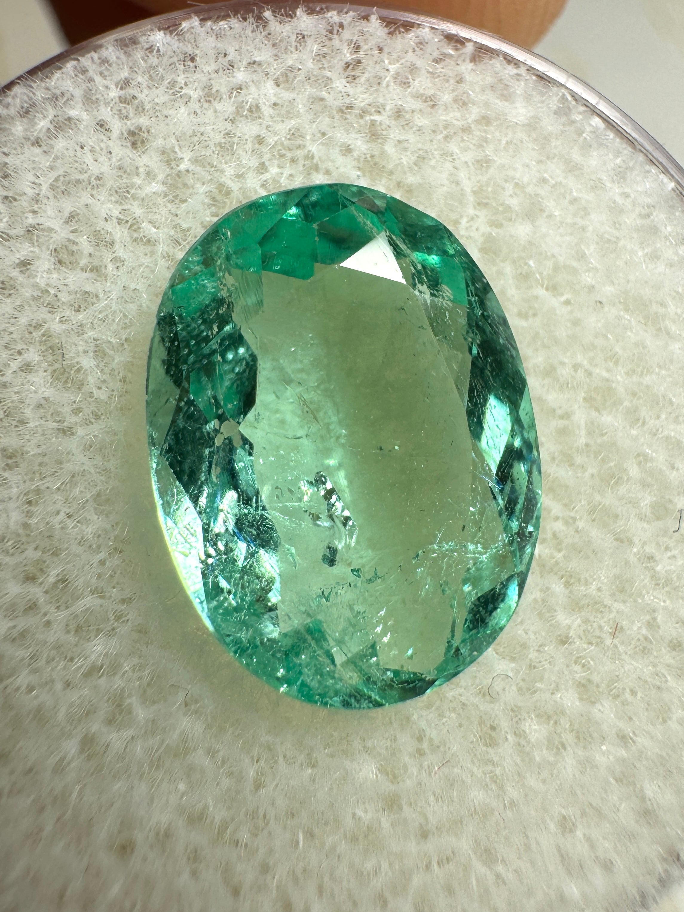 4.32 Carat 13x10 SeaFoam Green Natural Loose Colombian Emerald-Oval Cut - JR Colombian Emeralds