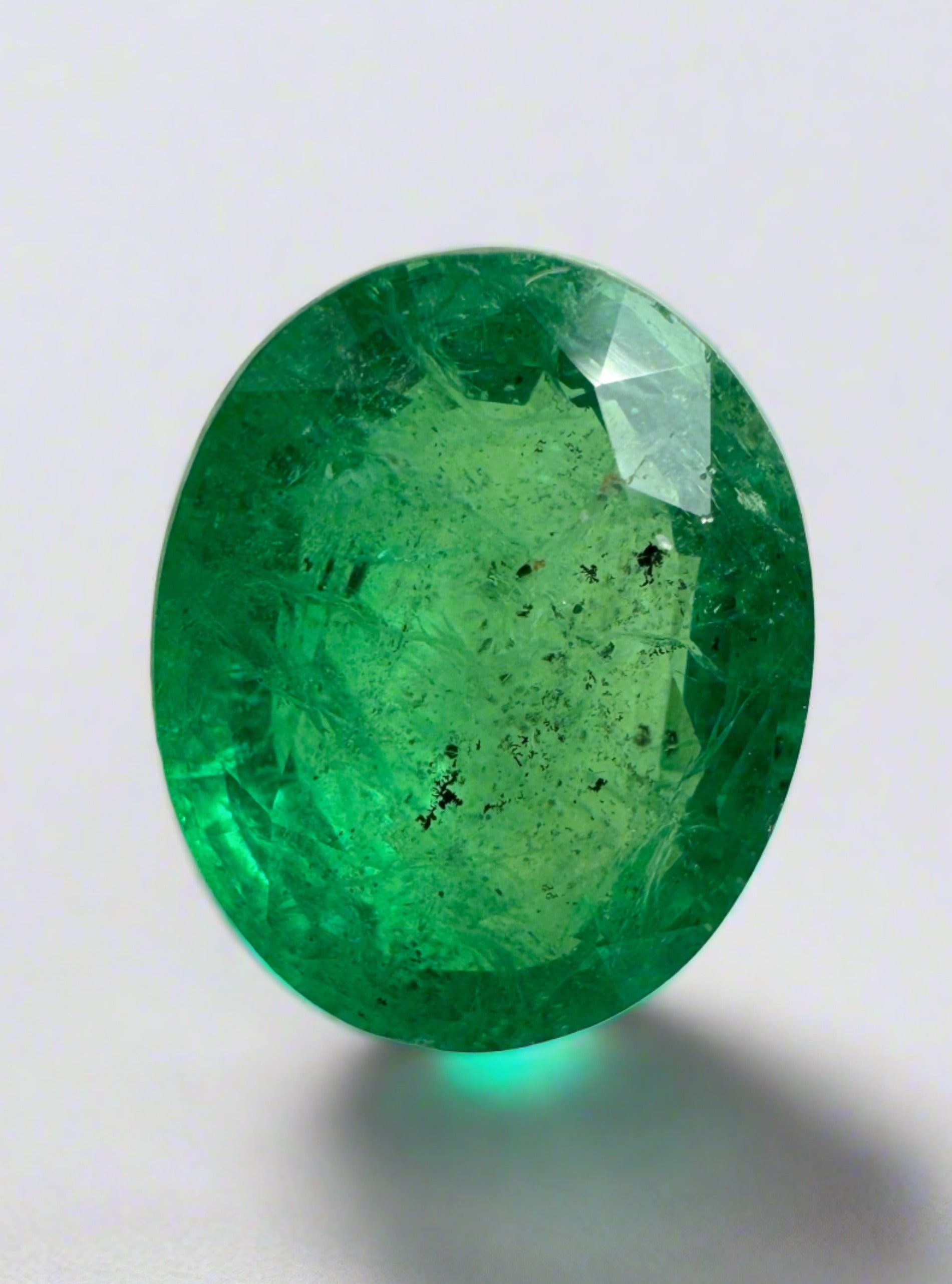 4.80 Carat 12x9.5 Freckled Green Natural Loose Zambian Emerald-Oval Cut - JR Colombian Emeralds