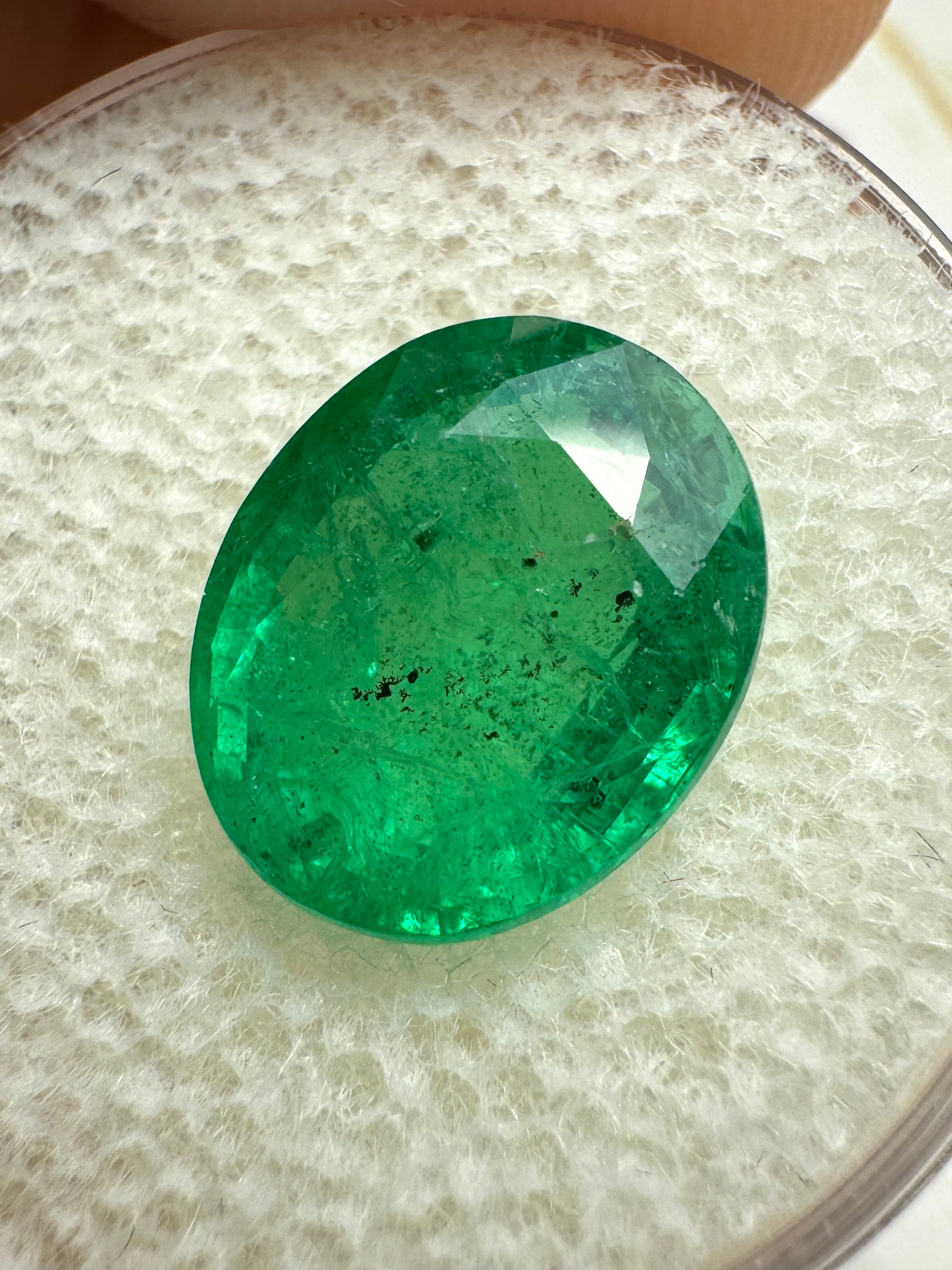 4.80 Carat 12x9.5 Freckled Green Natural Loose Zambian Emerald-Oval Cut - JR Colombian Emeralds