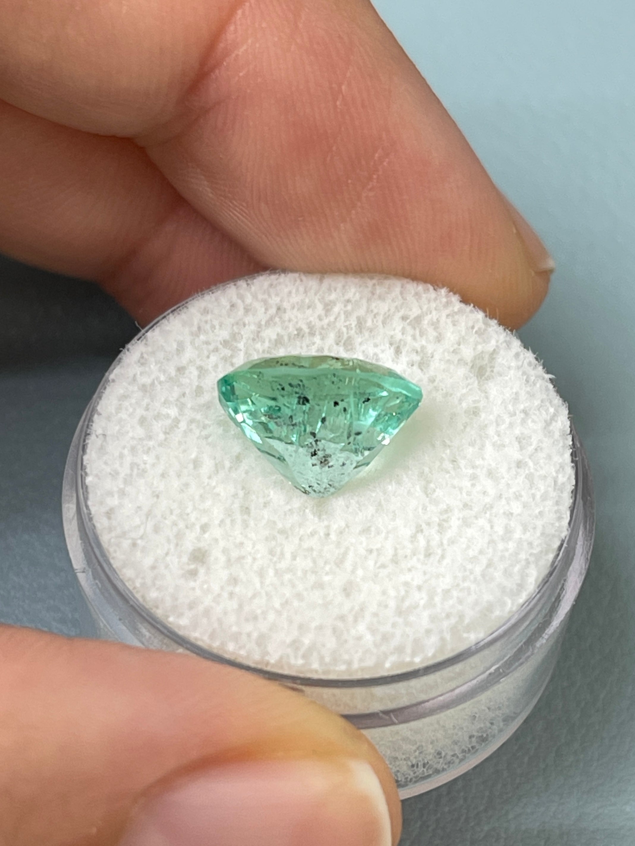 4.35 Carat 11.5x10 Freckled Seafoam Green Natural Loose Colombian Emerald-Oval Cut - JR Colombian Emeralds