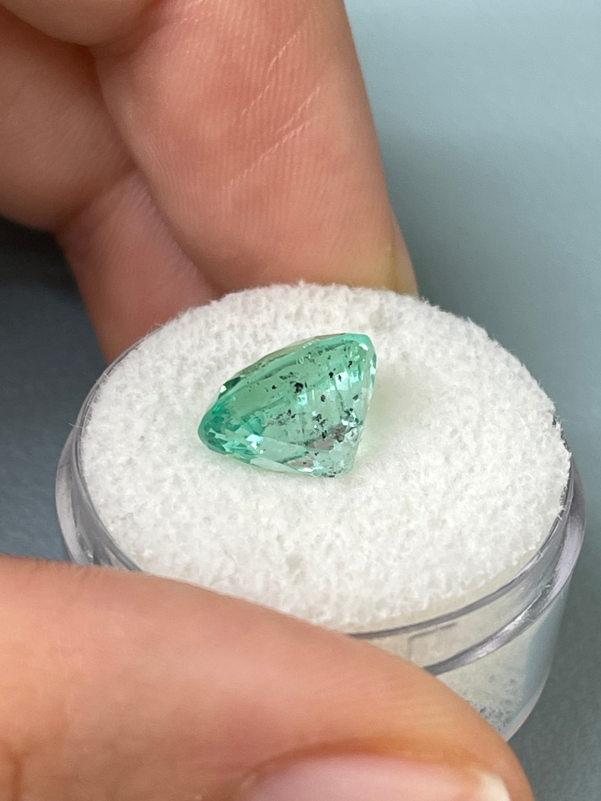 4.35 Carat 11.5x10 Freckled Seafoam Green Natural Loose Colombian Emerald-Oval Cut - JR Colombian Emeralds