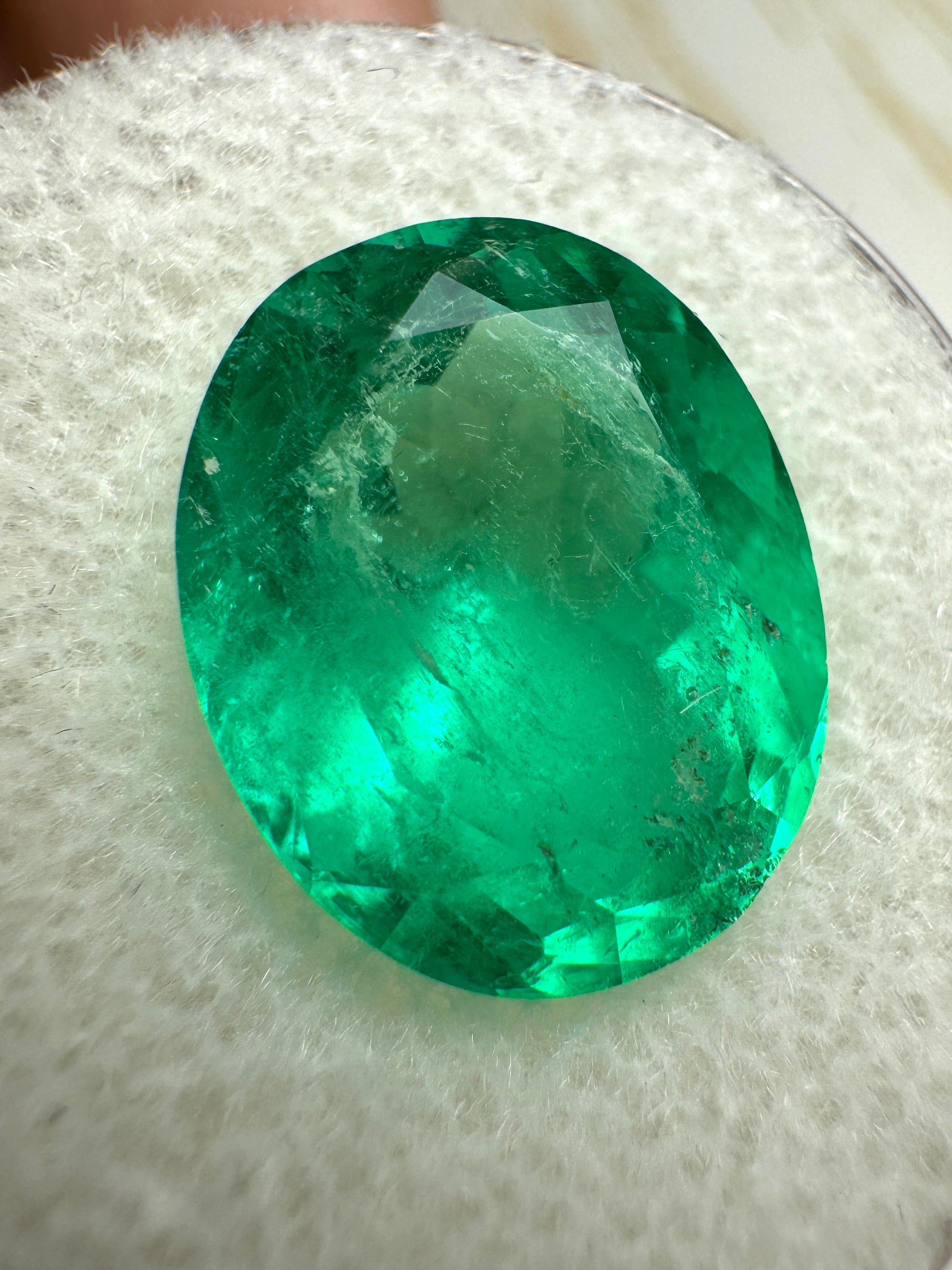 6.25 Carat 13.5x11 Muzo Yellowish Green Natural Loose Colombian Emerald-Oval Cut - JR Colombian Emeralds