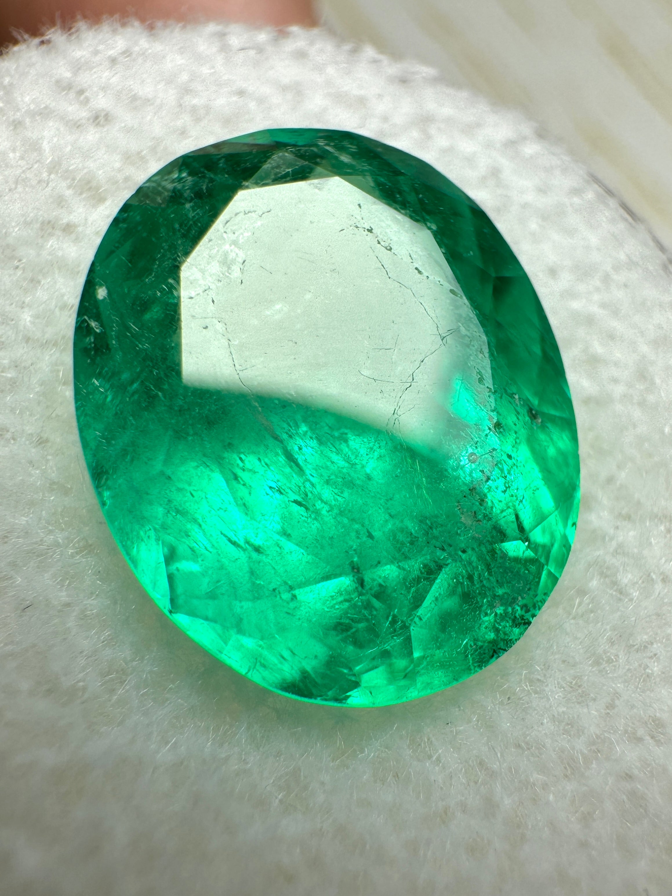 6.25 Carat 13.5x11 Muzo Yellowish Green Natural Loose Colombian Emerald-Oval Cut - JR Colombian Emeralds