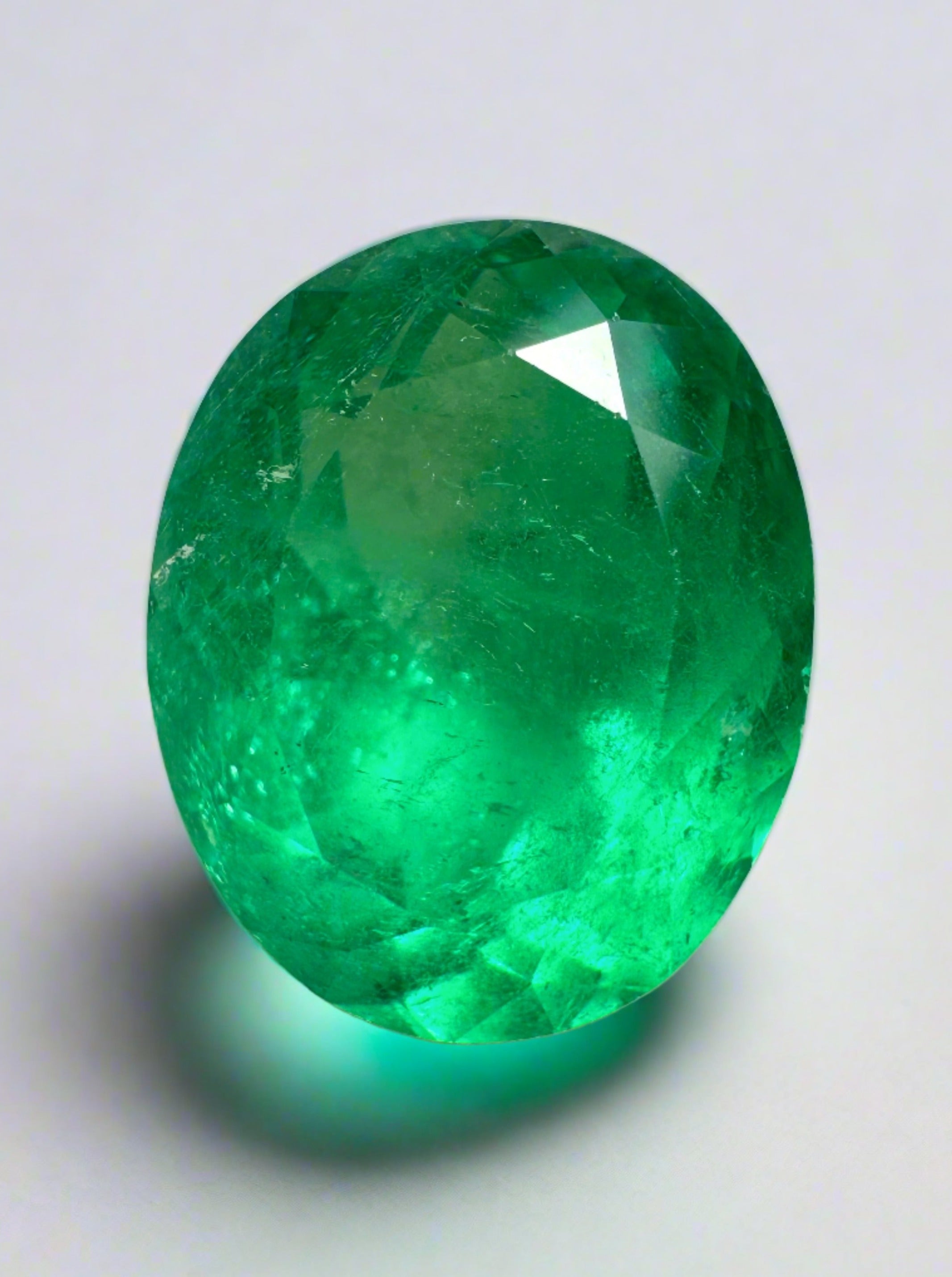 6.89 Carat 13.6x11 Muzo Yellowish Green Natural Loose Colombian Emerald-Oval Cut - JR Colombian Emeralds