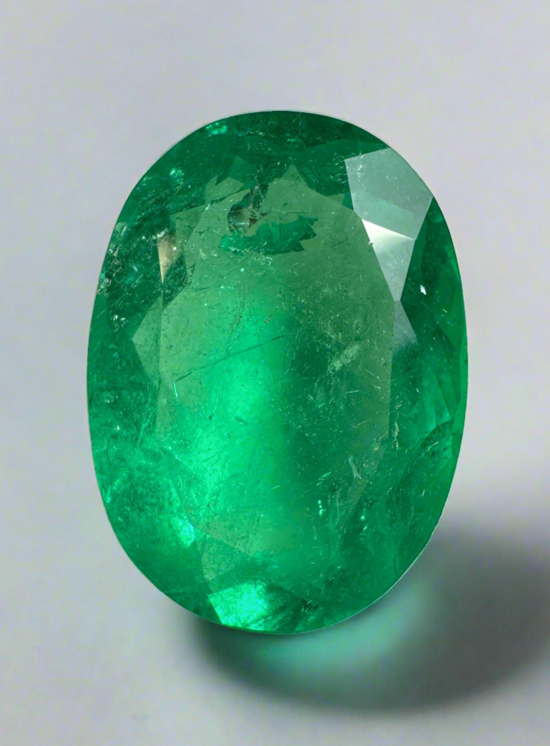 7.00 Carat 16x12 Yellowish Green Natural Loose Colombian Emerald-Oval Cut - JR Colombian Emeralds