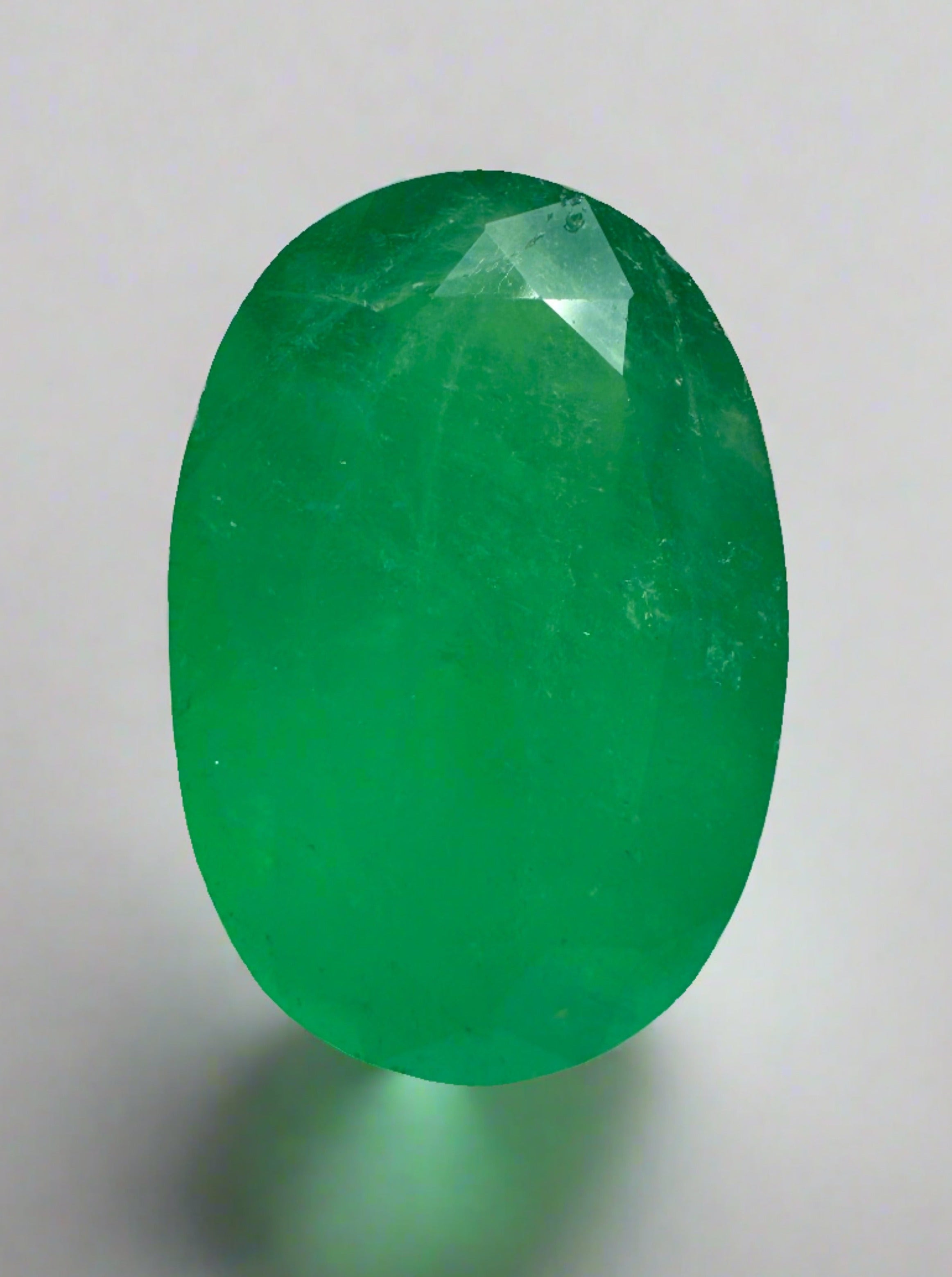 8.85 Carat Elongated Grassy Green Natural Loose Colombian Emerald-Oval Cut - JR Colombian Emeralds