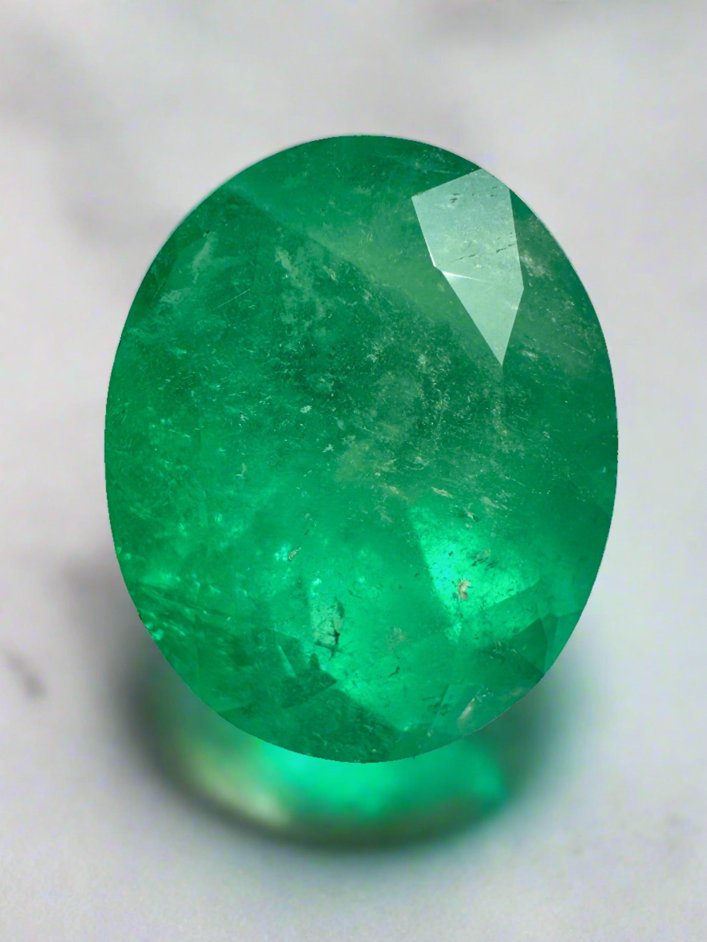 13.19 Carat 17x14 Medium Green Natural Loose Colombian Emerald-Oval Cut - JR Colombian Emeralds